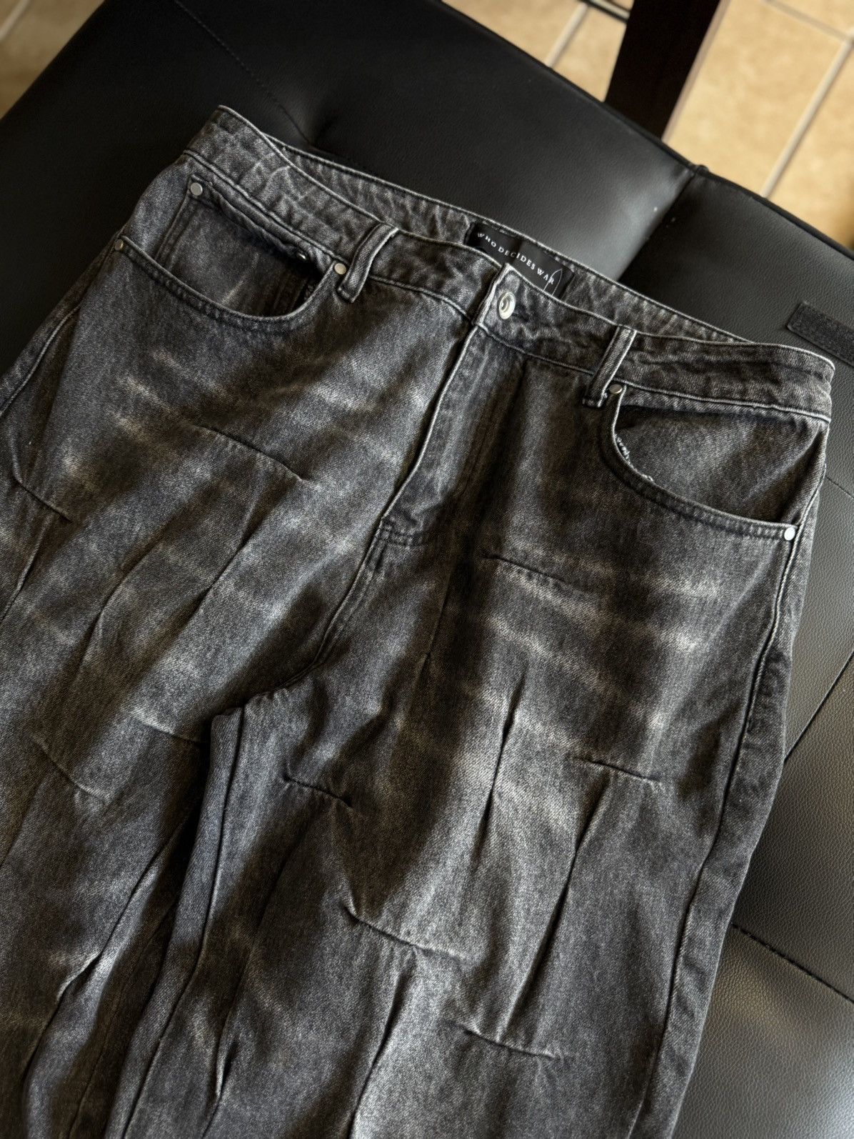 Who Decides War Who Decides War By MRDR BRVDO Black Wavy Denim Jeans 34 NEW Size US 34 / EU 50 - 5 Thumbnail