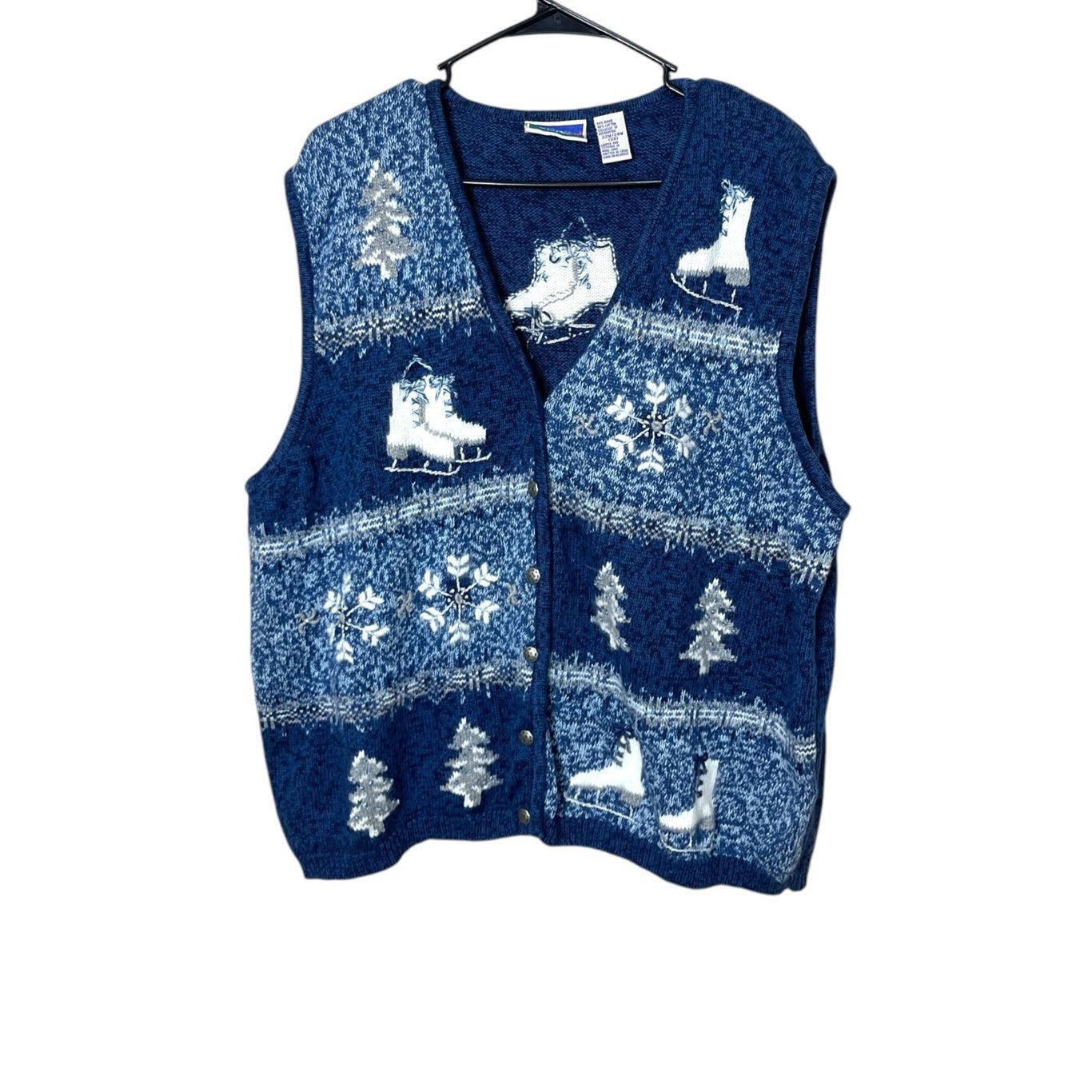 Other Vintage North Crest Winter Ice Skating Theme Sweater Vest Ca Size 3XL / US 20-22 - 1 Thumbnail