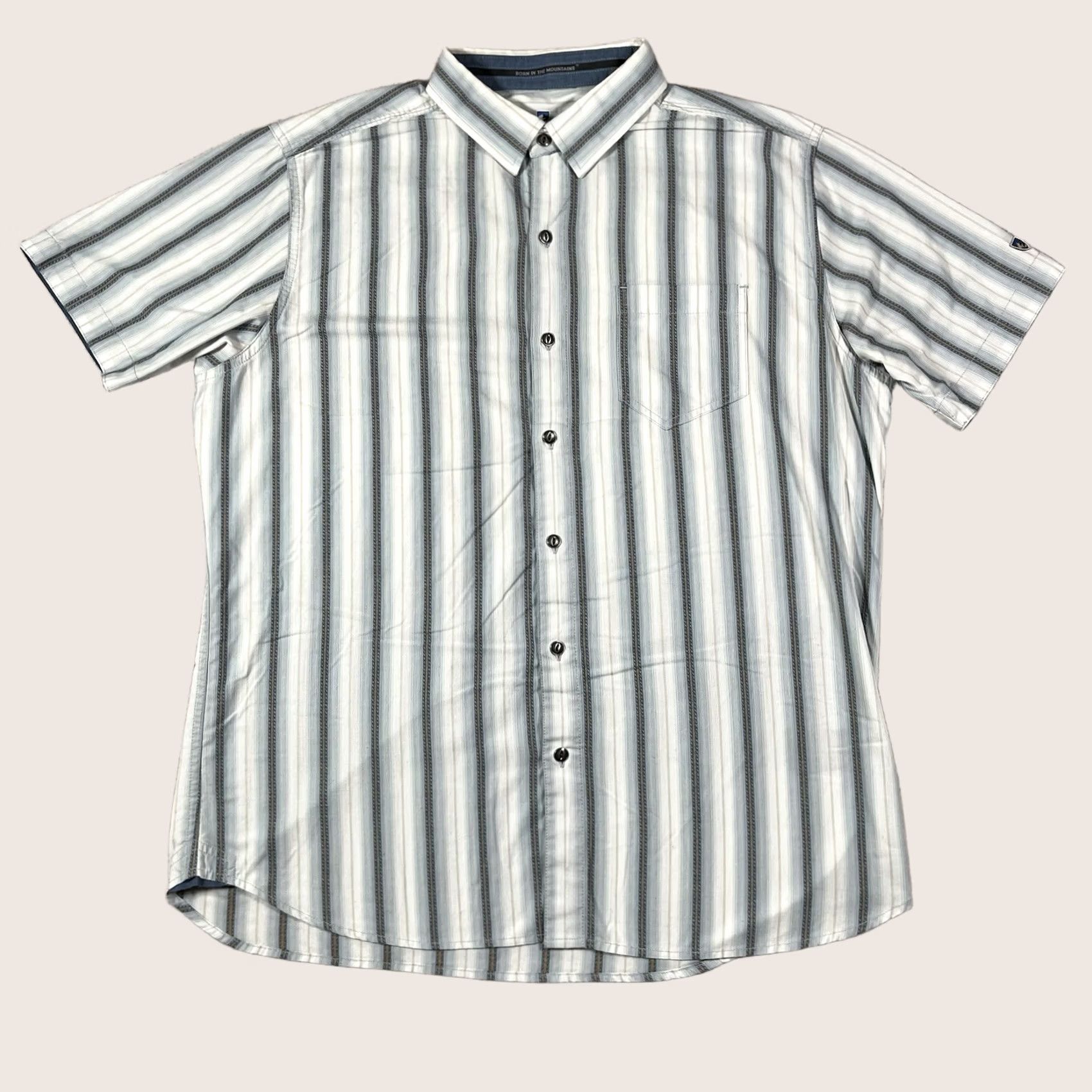 Vintage Kuhl Shirt Mens L Blue Stripe Button Western Short Sleeve Outdoor Hiking Size US L / EU 52-54 / 3 - 1 Thumbnail