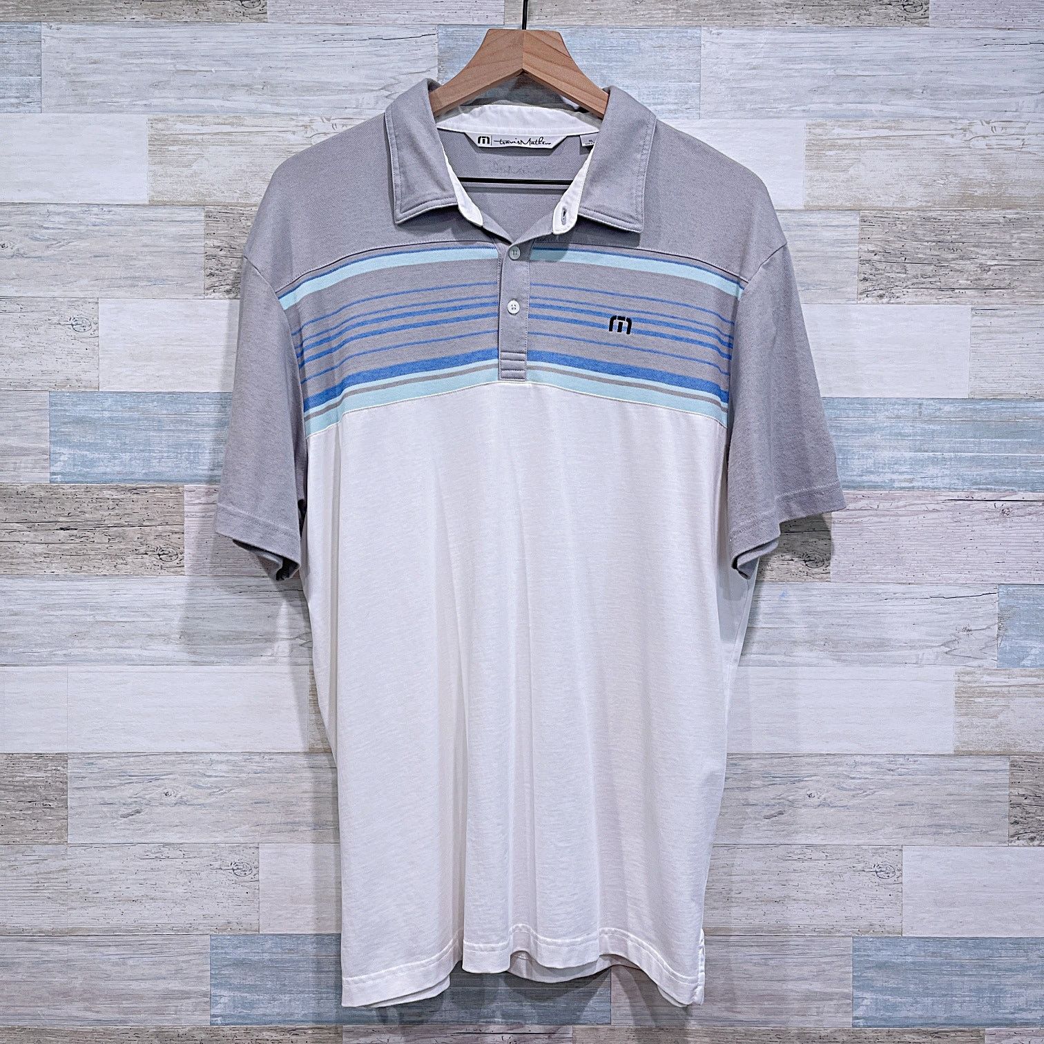 TravisMathew Travis Mathew Leeway Stripe Pima Cotton Golf Polo White XL Size US XL / EU 56 / 4 - 1 Thumbnail