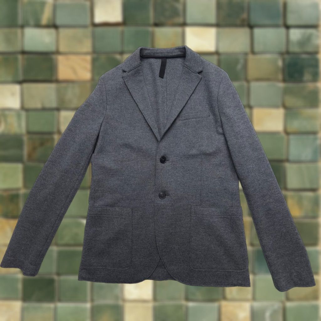 Harris Wharf London Harris Wharf London Blazer Mens 48 Two Button Wool Grey Notch Lapel Regular Single-Breasted Front Flat Front Jacket - Vintage? No Size 48R - 1 Thumbnail