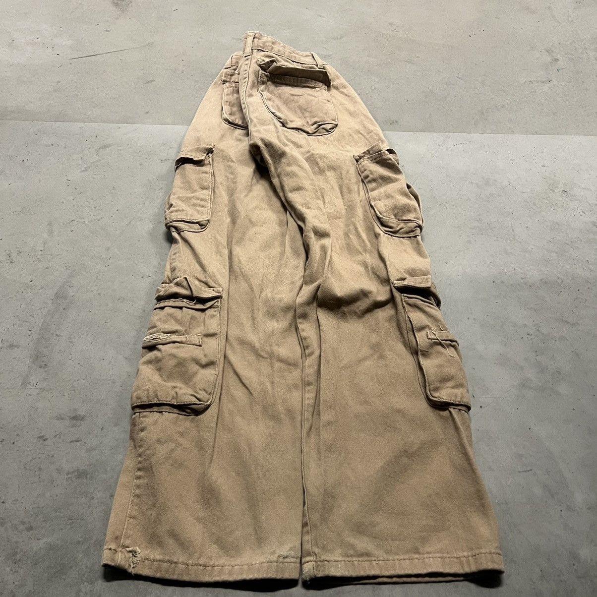 Japanese Brand × Vintage Crazy Vintage Y2K Super Baggy brown Cargo Pants W/ 8 Pockets Size 22" - 4 Thumbnail