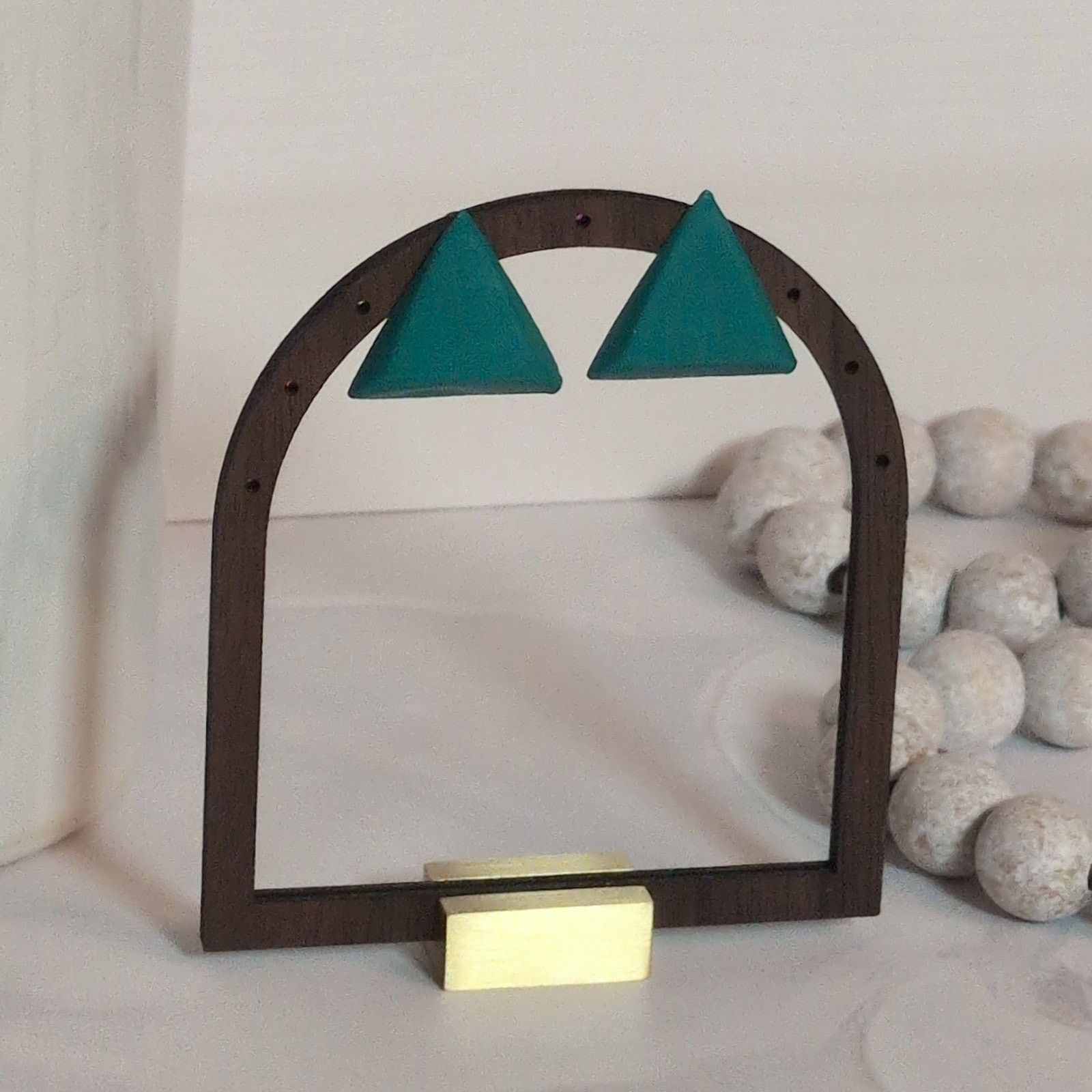 Other Cute Colorful VTG 1980s Aqua Triangle Metal Pierced Earrings Size ONE SIZE - 1 Thumbnail