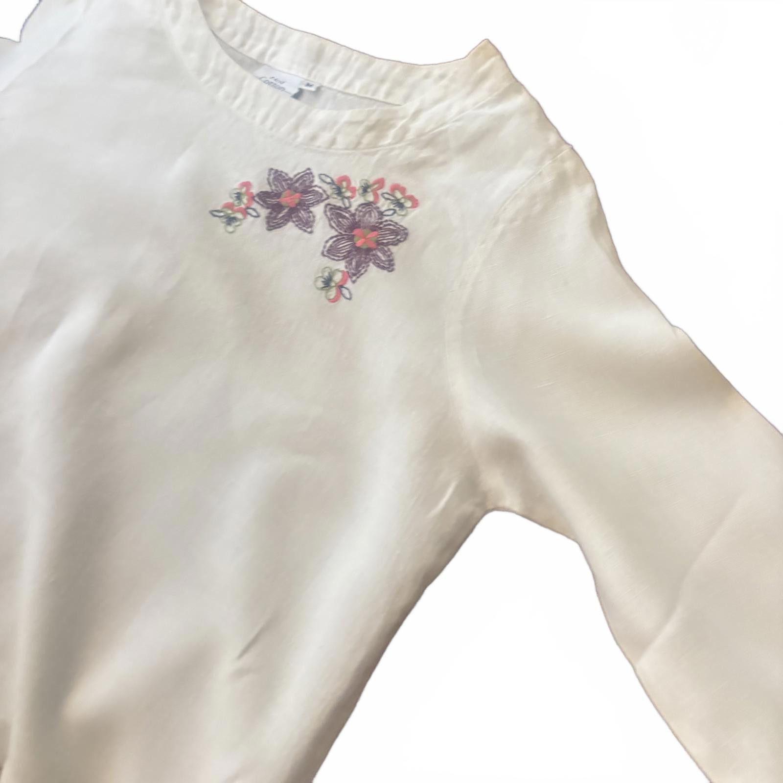 Other Hot Cotton By Marc Ware Embroidered Linen Shirt Size M / US 6-8 / IT 42-44 - 4 Thumbnail