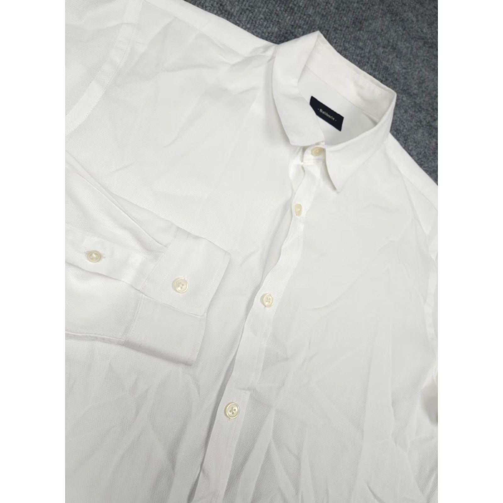 Balibaris Shirt Mens Medium White Button Up Long Sleeve Casual Cotton, Men's — image 3 of 6