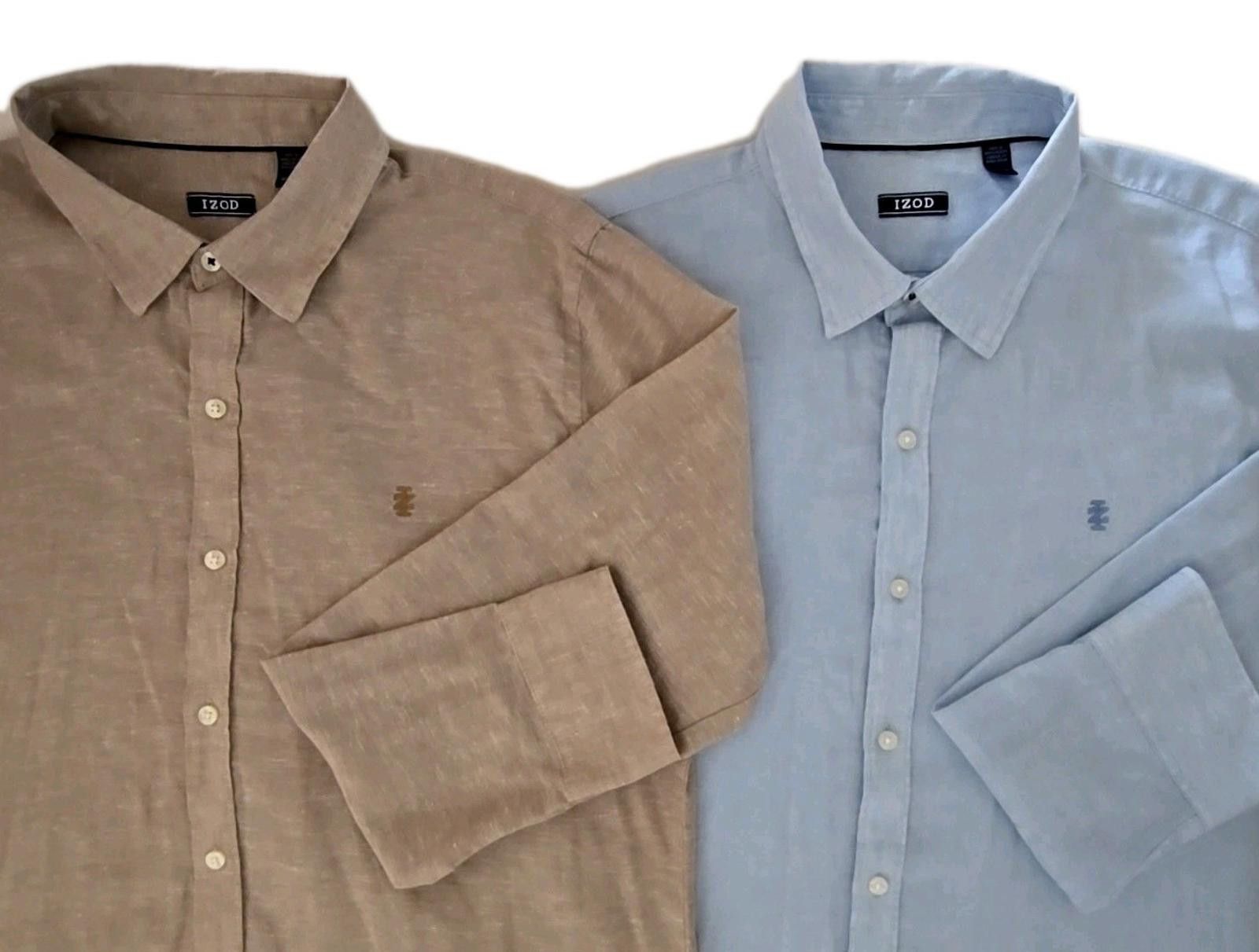 Izod IZOD Mens XL Shirts Linen Long Sleeve Casual Button Up Size US XL / EU 56 / 4 - 4 Thumbnail