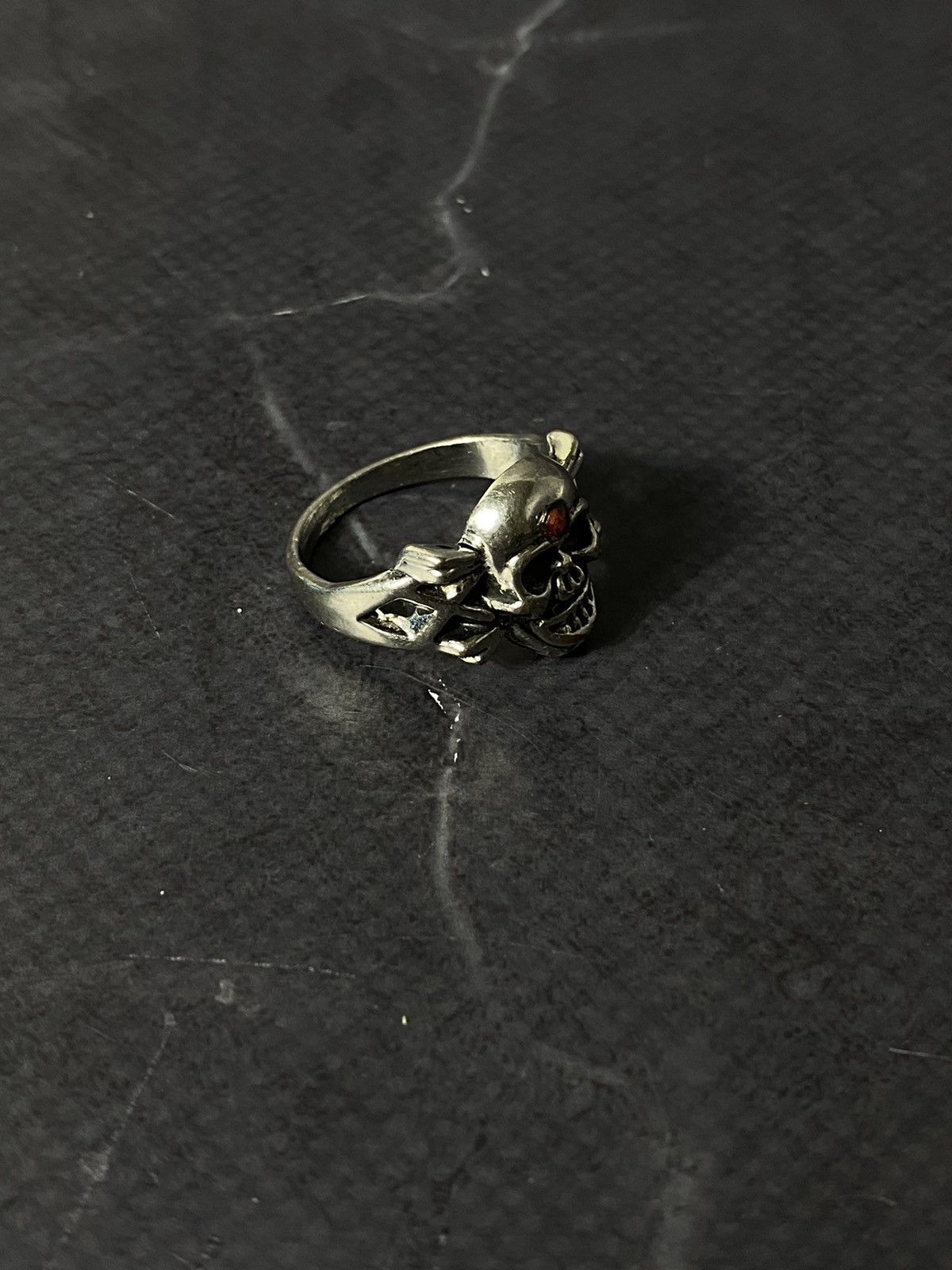 Japanese Brand Vintage Skull Ring, Red Crystal Eye, Gothic Size ONE SIZE - 2 Thumbnail