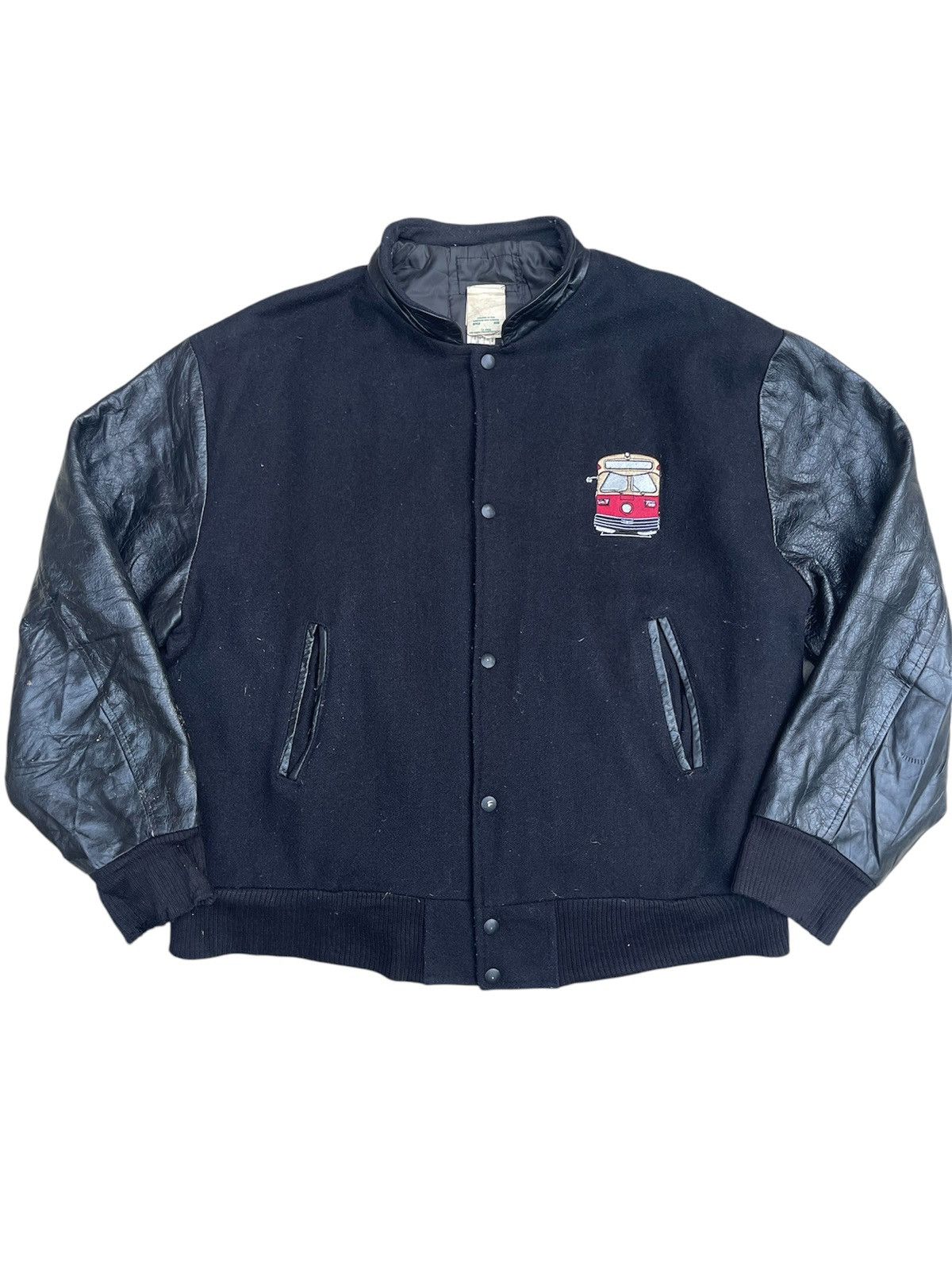Vintage Vintage Varsity Jacket Leather Sleeves Streetcar Embroidery Size US L / EU 52-54 / 3 - 2 Thumbnail