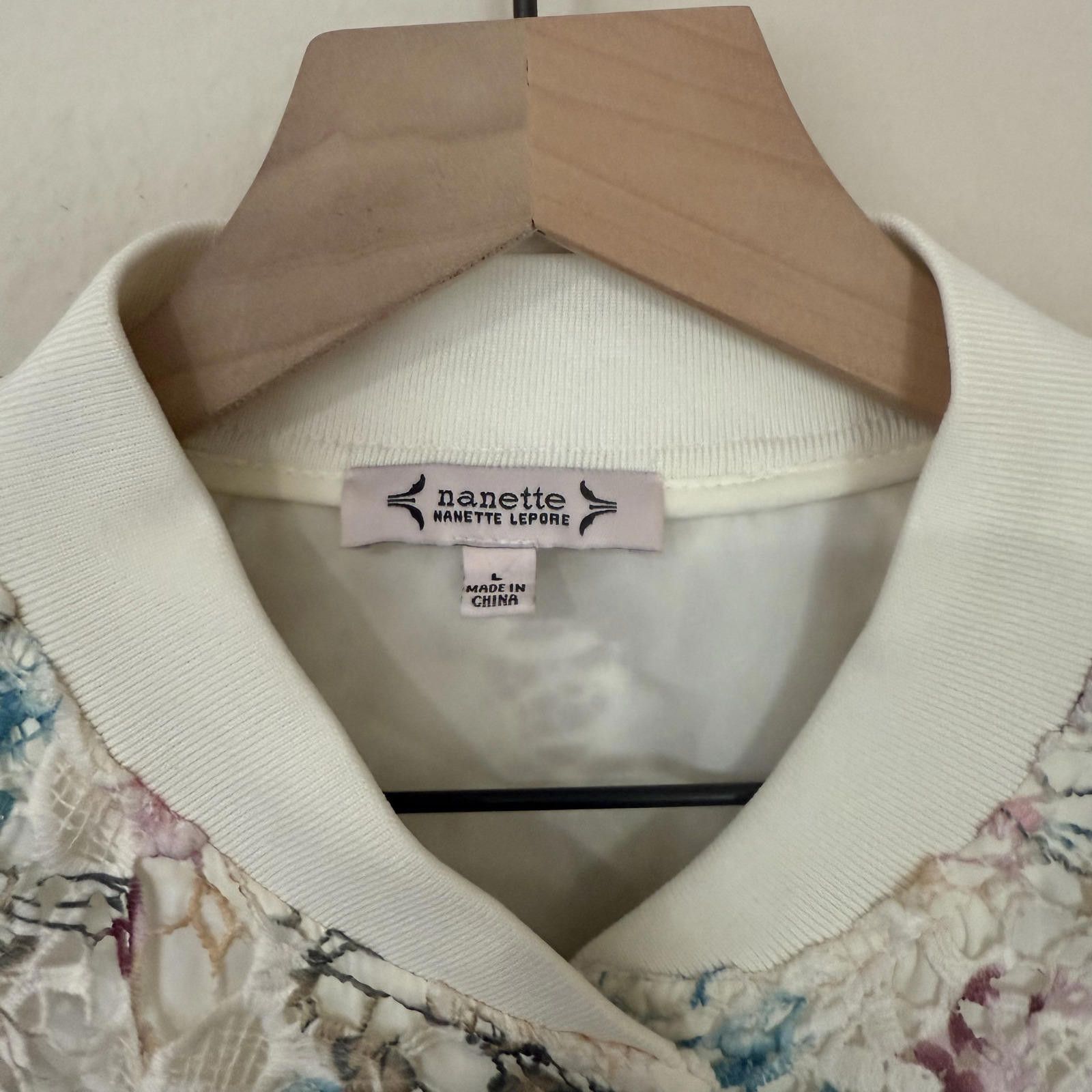 Other Nanette Lepore Jacket Women's L White Lace Crochet Floral Size L / US 10 / IT 46 - 3 Thumbnail