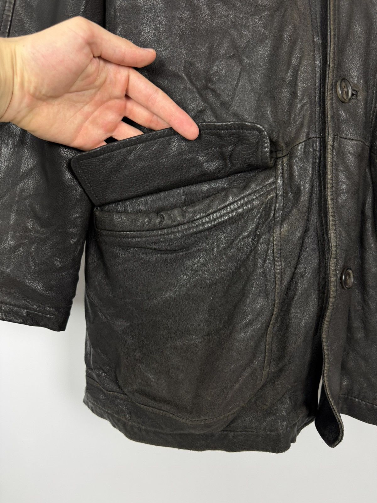 Burberry Vintage Distressed Burberry London Leather Coat Brown Jacket Size US L / EU 52-54 / 3 - 11 Thumbnail