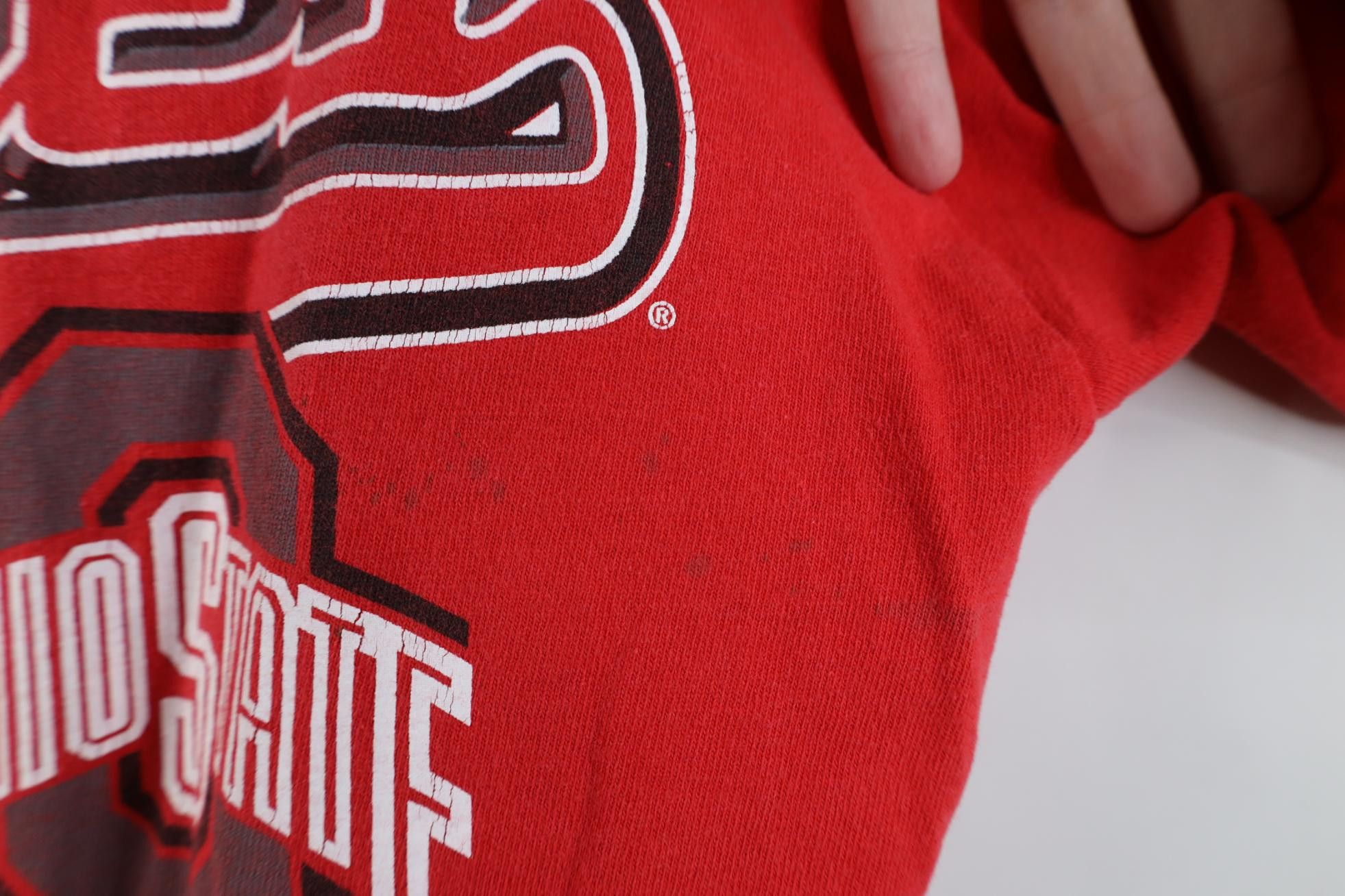 Vintage Vintage 90s Spell Script Ohio State University T-Shirt Red Size US L / EU 52-54 / 3 - 6 Thumbnail