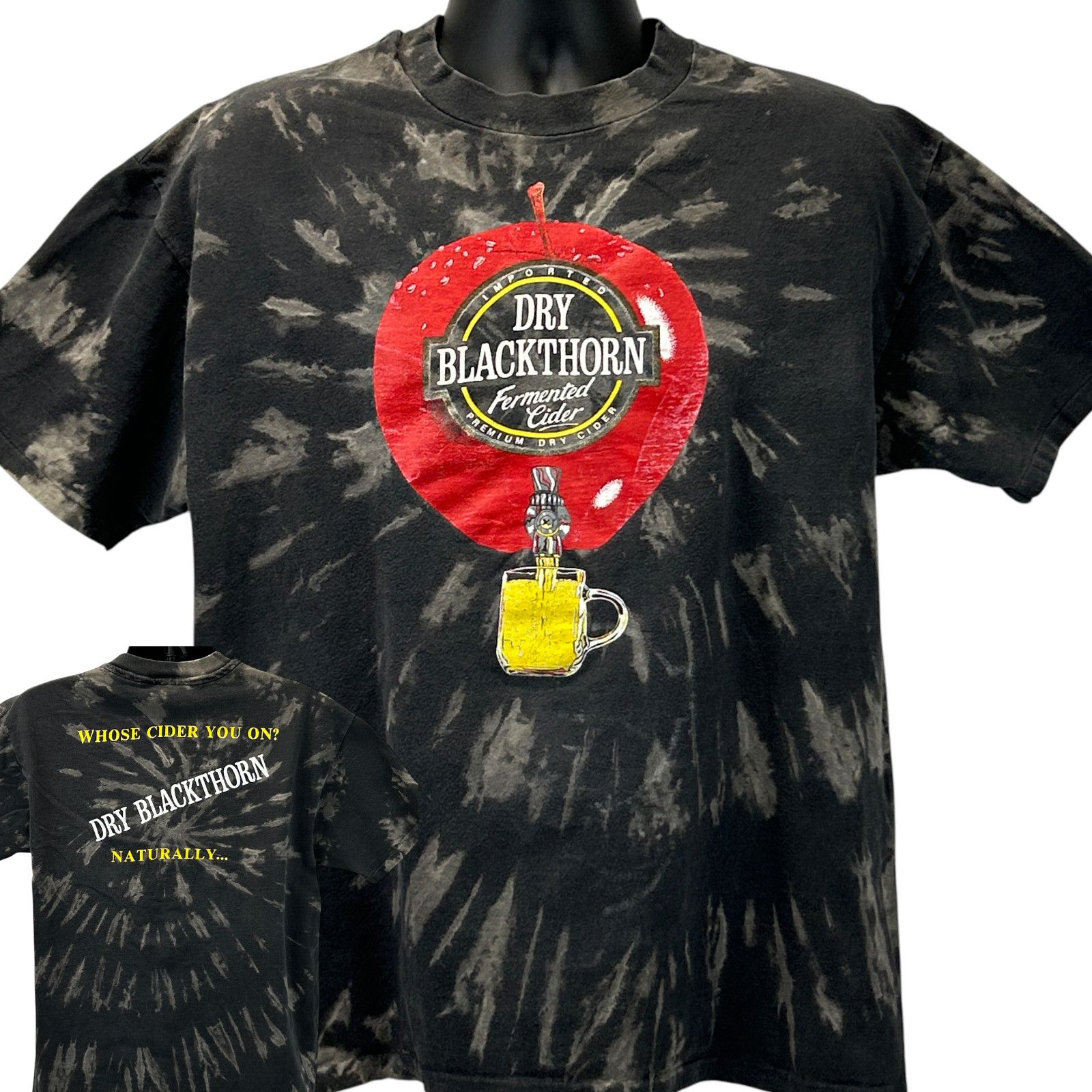 Hanes Vintage 90s Blackthorn Dry Cider T Shirt USA Black XL Size US XL / EU 56 / 4 - 1 Thumbnail