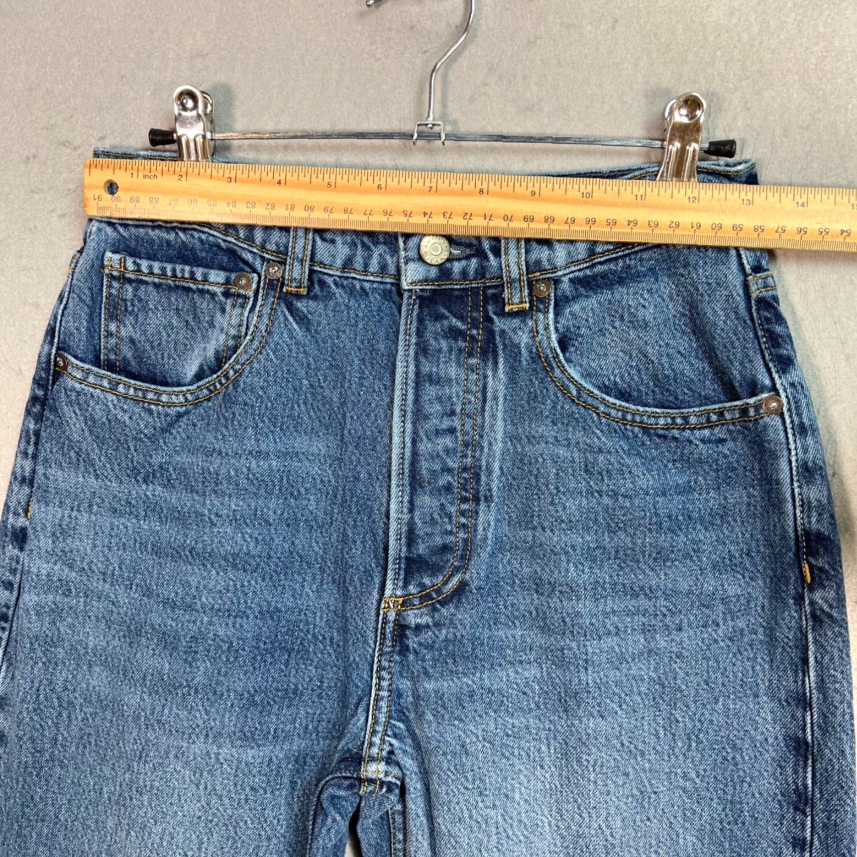Boyish Boyish Womens Size 25 High-Waisted Straight Leg Jeans Blue Organic Cotton Blend Denim 5-Pocket Womens Measurements 32 In Inseam Vintage No Jacket? Size 42" / US 20 - 6 Thumbnail