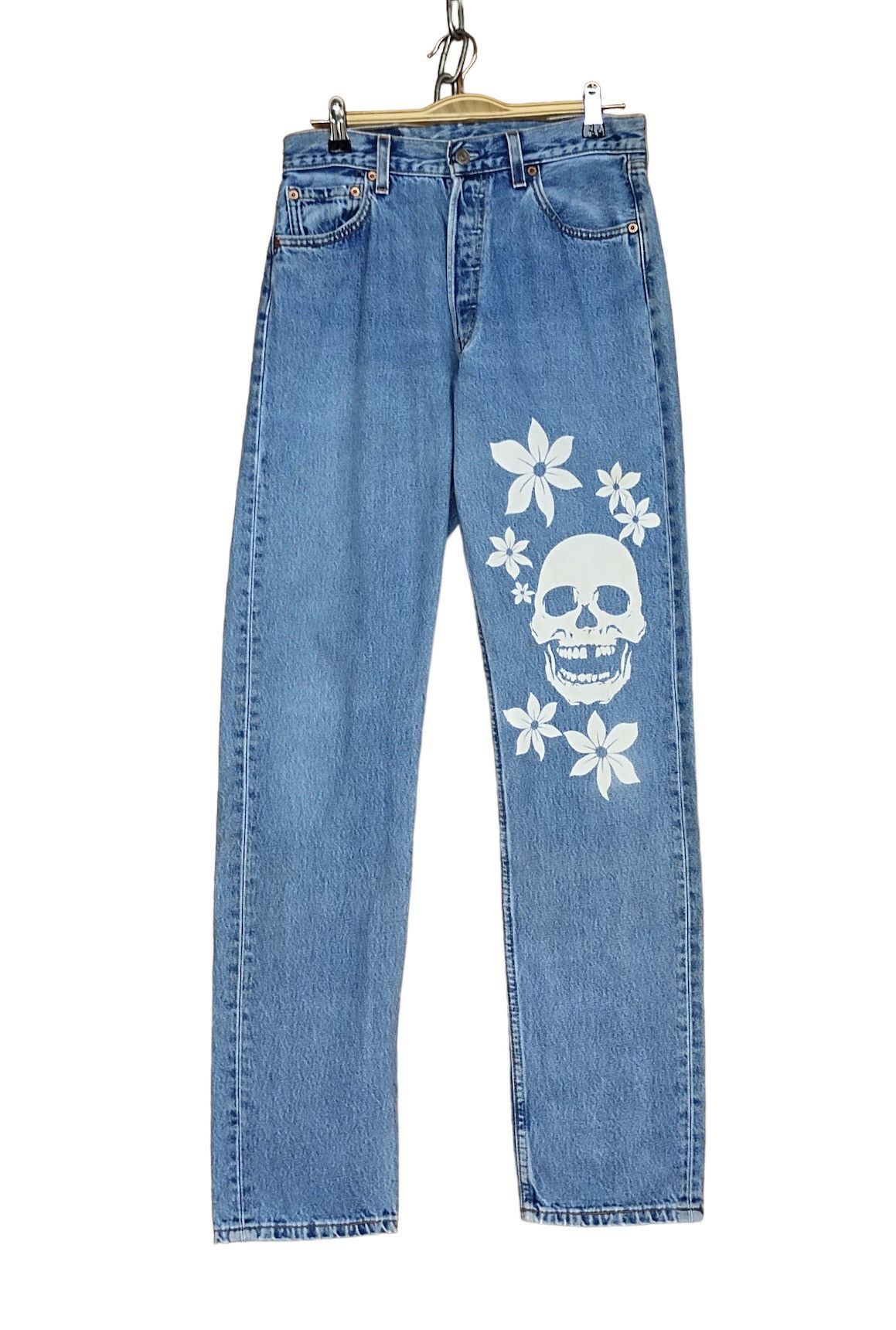 Levi's Vintage Clothing Vintage 90s LEVIS 501 Skull & Flowers Denim Jeans Size US 29 - 1 Thumbnail