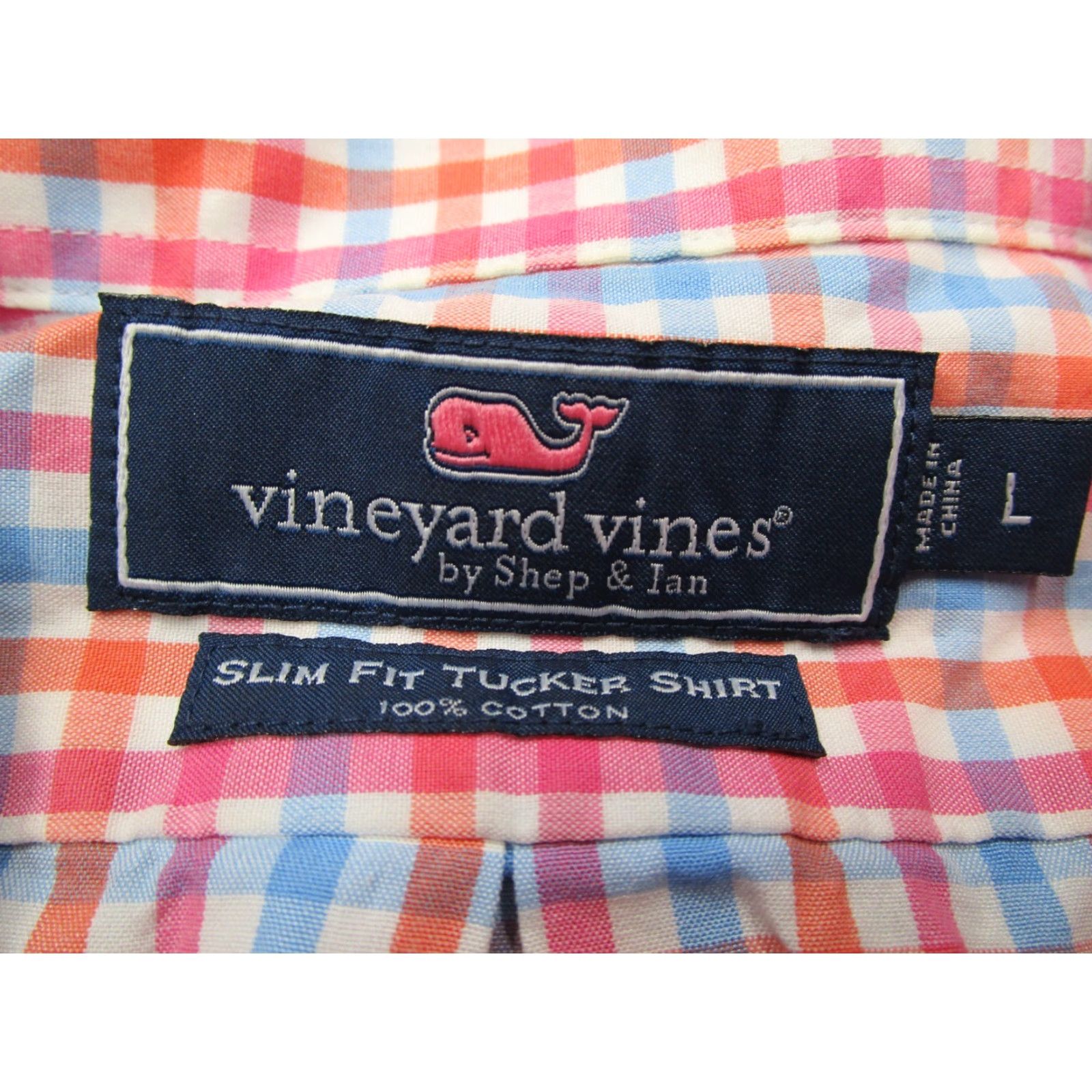 Vineyard Vines VINTAGE Vineyard Vines Men's Button-Up Shirt Large Slim Fit Orange Check Casual Business Summer Fall Spring Winter Whale Logo Size US L / EU 52-54 / 3 - 3 Thumbnail
