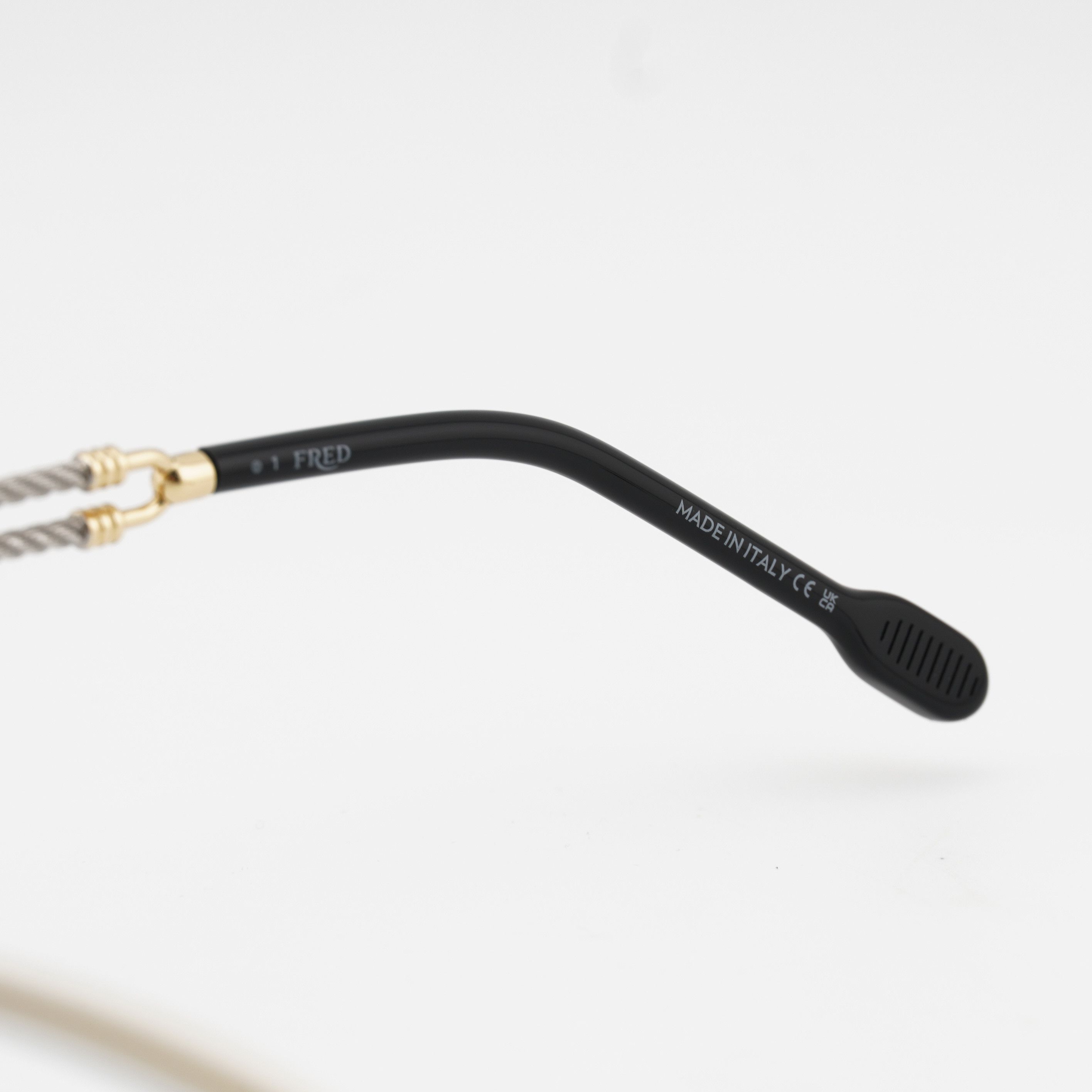 FRED Fred FG50065U 001 Eyeglasses Gold / Black 56mm Rectangle Size ONE SIZE - 3 Thumbnail
