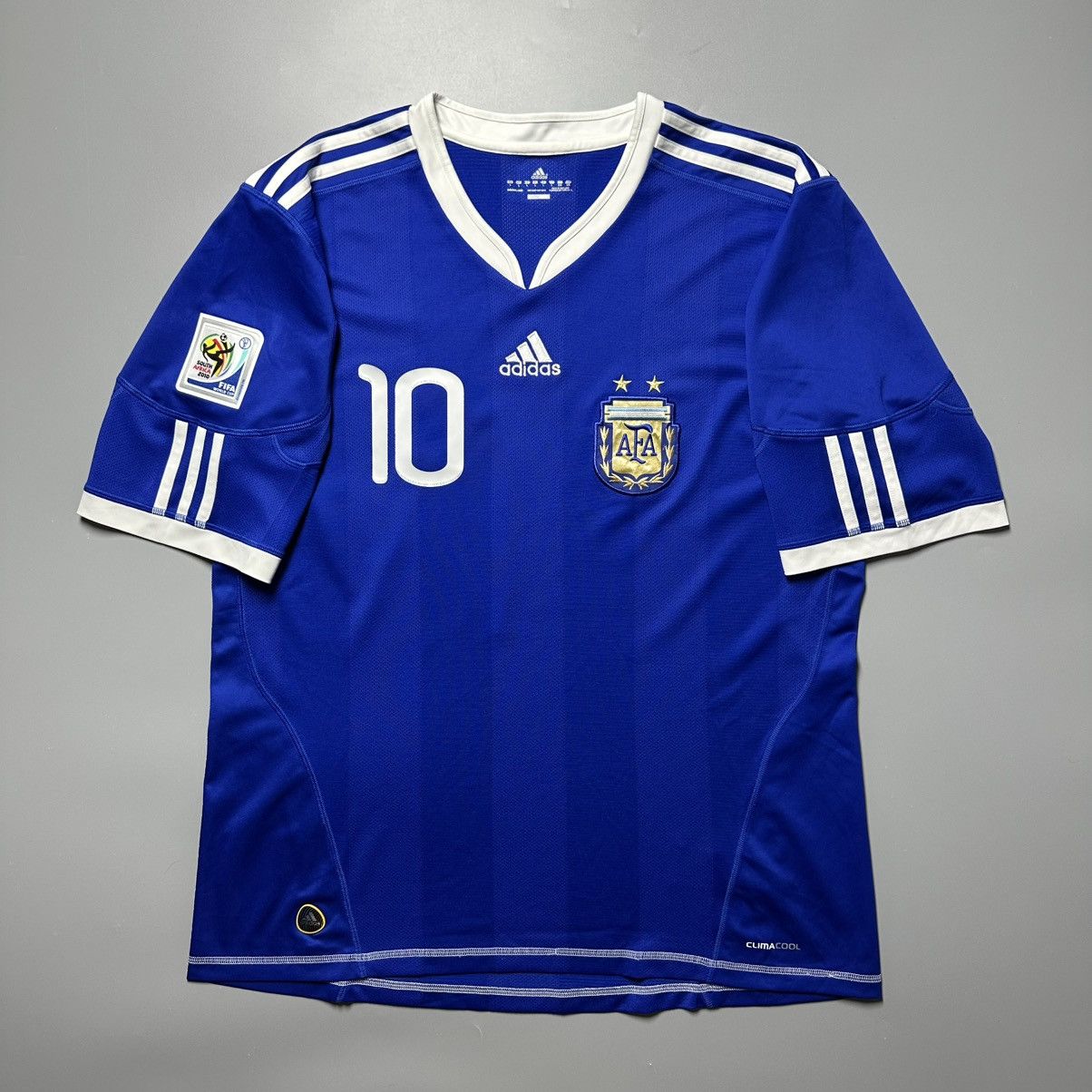 Adidas ARGENTINA ADIDAS 2010 WORLD CUP SOCCER AWAY JERSEY #10 MESSI Size US L / EU 52-54 / 3 - 2 Thumbnail
