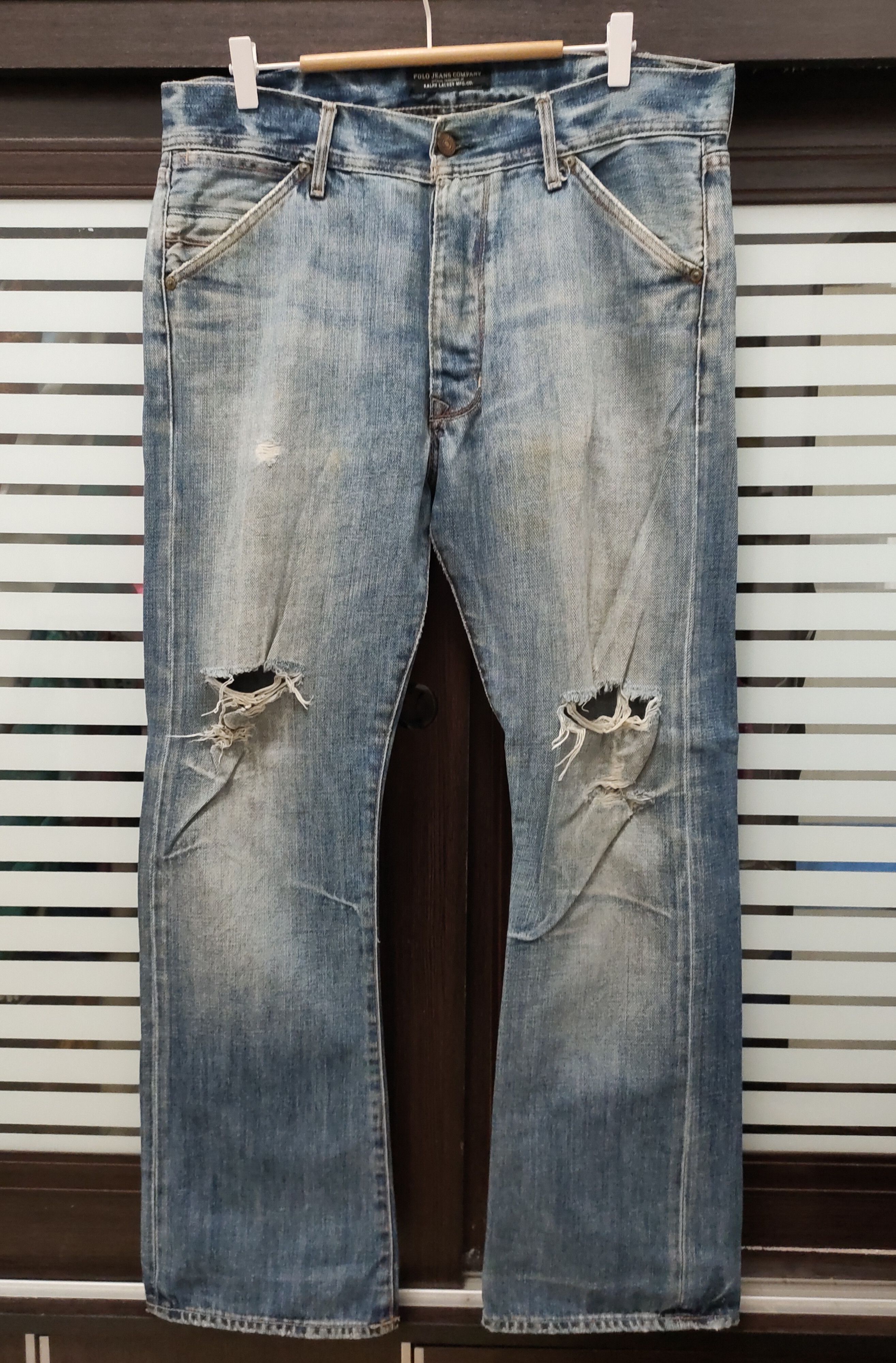 Polo Ralph Lauren 💥 Distressed Polo Ralph Lauren Button Fly Denim 💥 Size US 36 / EU 52 - 2 Thumbnail