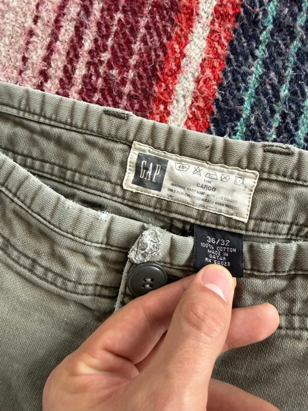 Gap Distressed GAP Olive Green Cargo Pants 36x30 Size US 36 / EU 52 - 3 Thumbnail