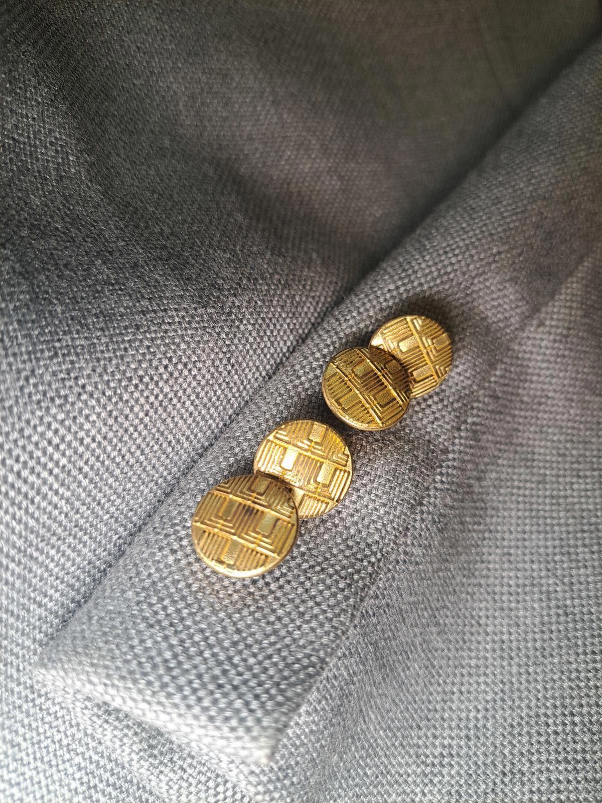 Lanvin Lanvin Blazer Mens 48L Gray Gold Buttons Sharkskin Wool Size 48L - 5 Thumbnail