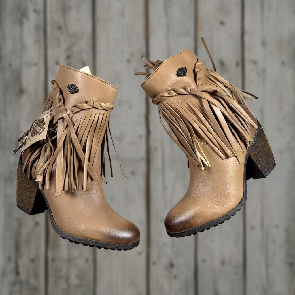 Harley Davidson Harley-Davidson Retta Boots Womens Size 7 Brown Leather Fringe Ankle Zip Bootie Subcategory: Shoes Size US 7 / IT 37 - 1 Thumbnail