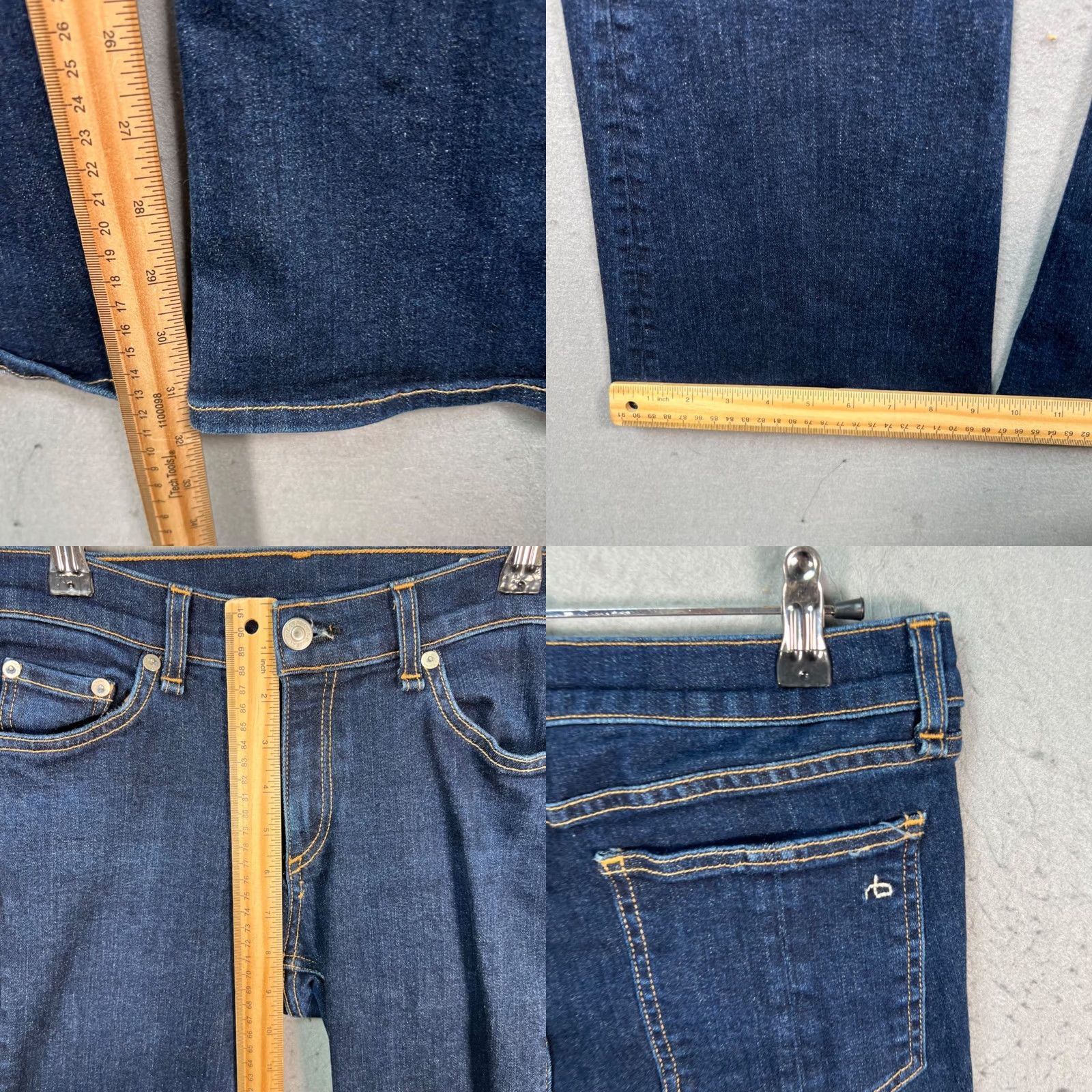 Rag & Bone rag & bone Jeans Womens Size 29 Elephant Bell Flare Dark Wash Cotton Denim 5-Pocket Regular Inseam 32 Blue Vintage No Size 29" - 8 Thumbnail
