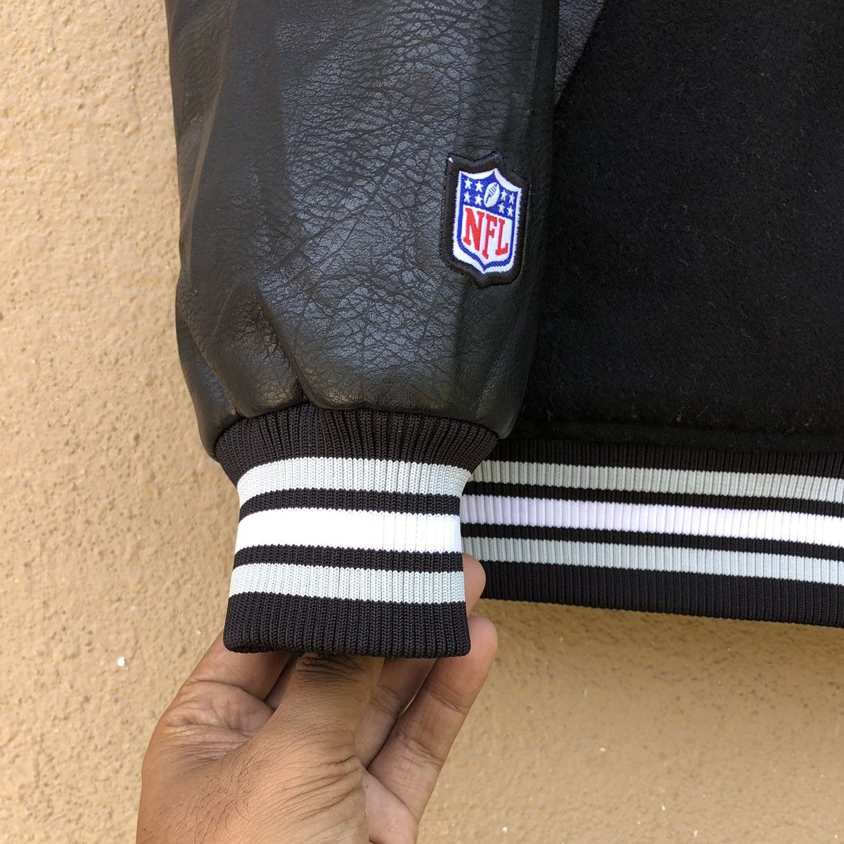 NFL NFL Majestic Raiders Letterman Wool Leather Varsity Jacket Size US L / EU 52-54 / 3 - 7 Thumbnail