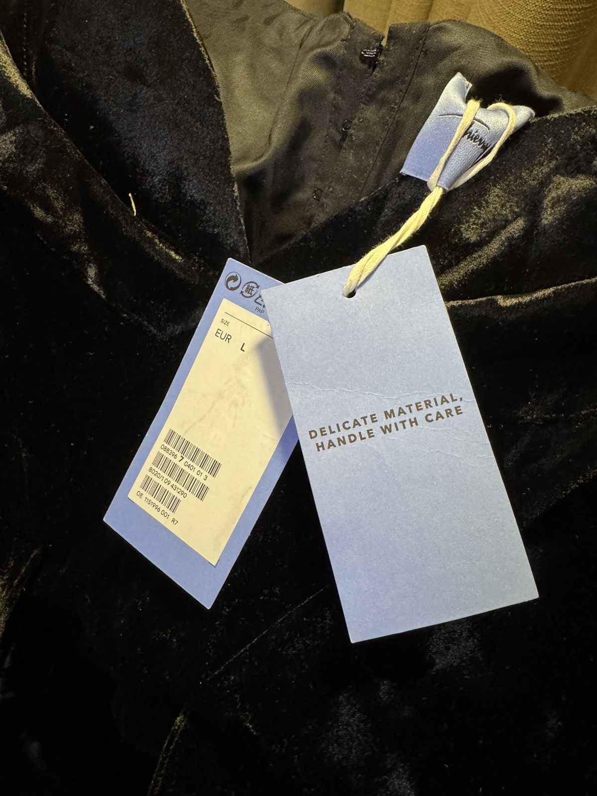 H&M × Mugler Rare Mugler X H&M Velvet Peplum Dress Black UK14/US10/EUR 42 Size M / US 6-8 / IT 42-44 - 2 Thumbnail