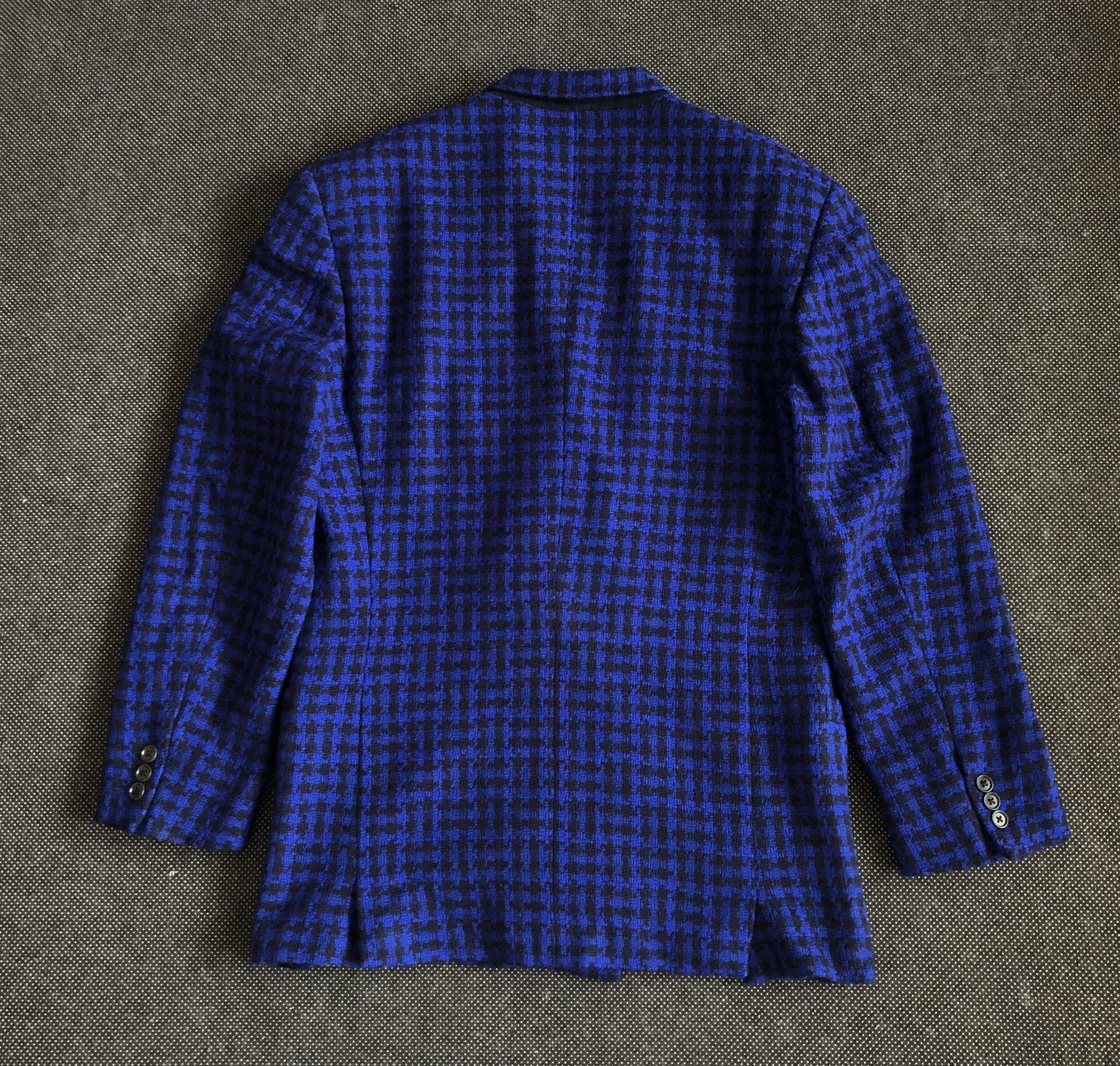 Versace × Vintage 90’S GIANNI VERSACE BLACK & COBALT WOOL CASHMERE COAT Size US L / EU 52-54 / 3 - 3 Thumbnail