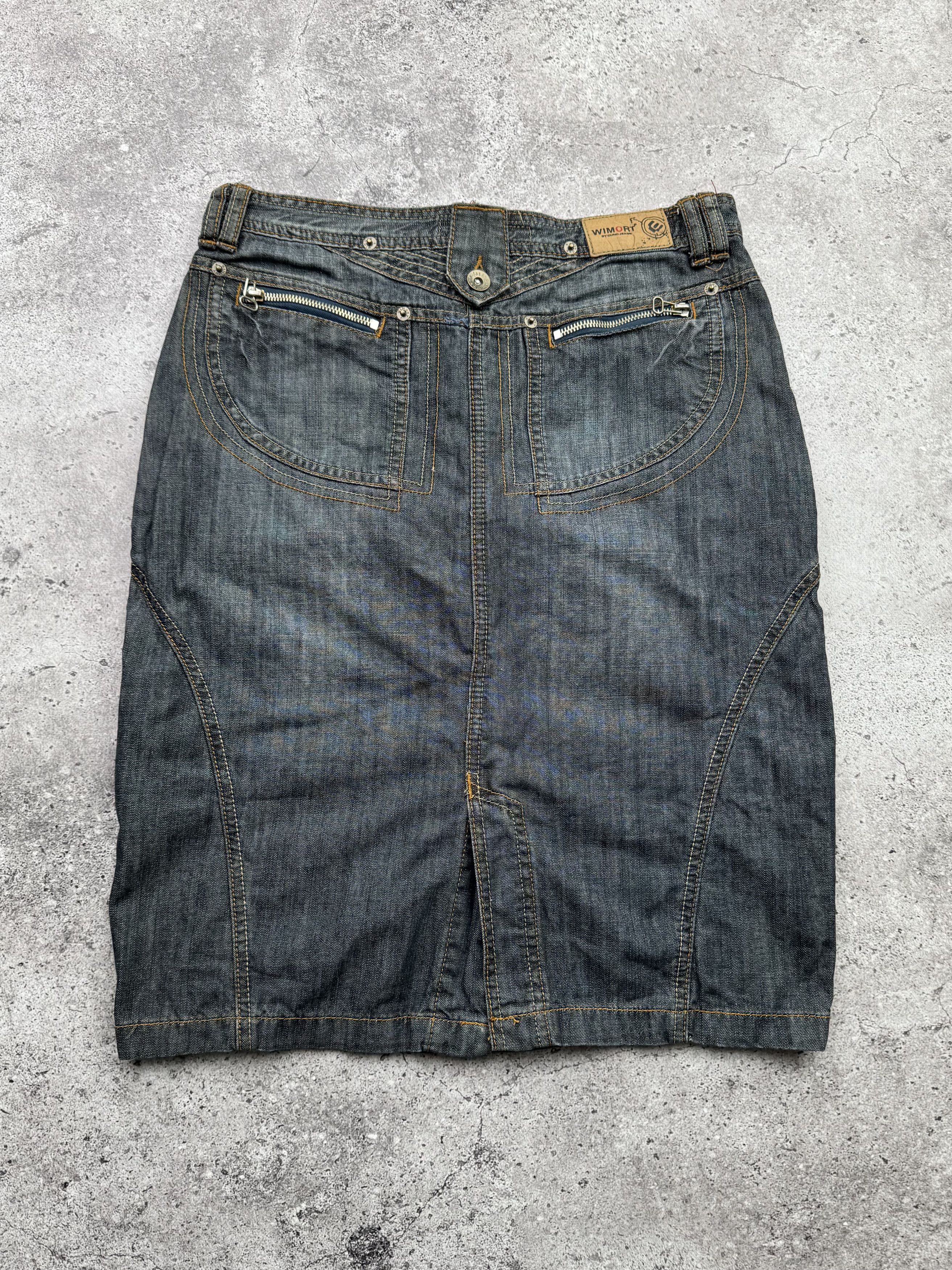 Japanese Brand Vintage Denim Midi Skirt C266(V332)(E8) Size 27" / US 4 / IT 40 - 4 Thumbnail