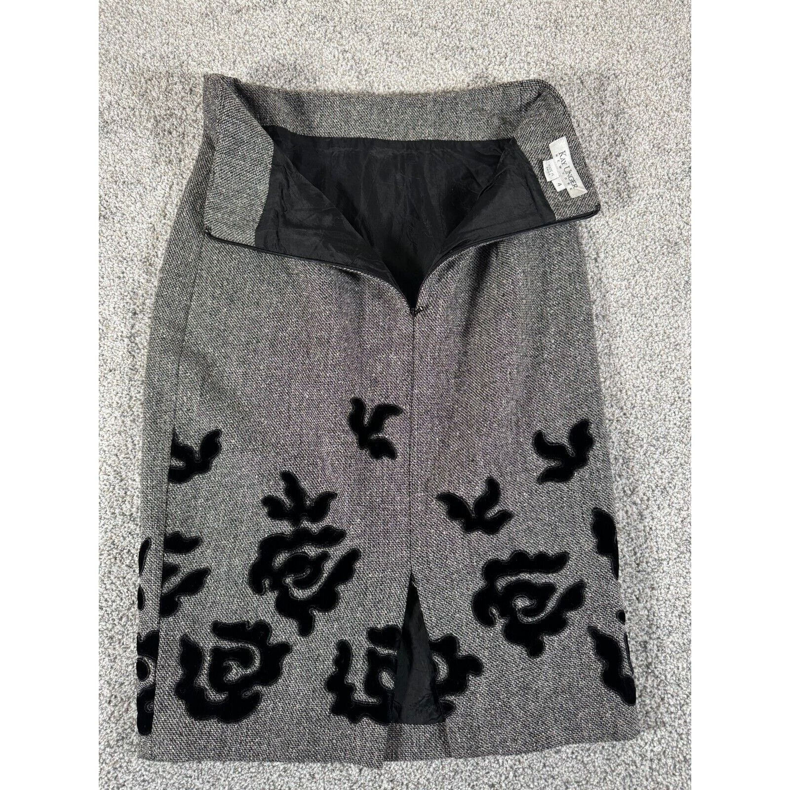 Other Kay Unger New York Skirt 4 Floral Velvet Vintage 90s Y2K Size 27" / US 4 / IT 40 - 11 Thumbnail