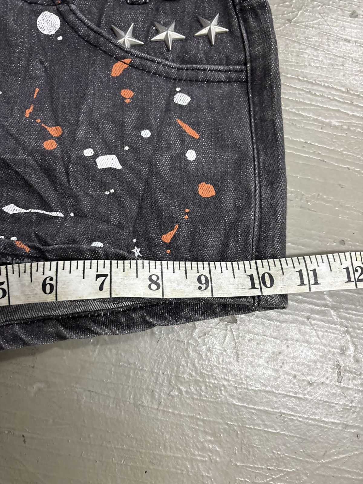 Hysteric Glamour Paint Splatter assymetrical denim mini short Blue Blue Japan Size 29" - 15 Thumbnail