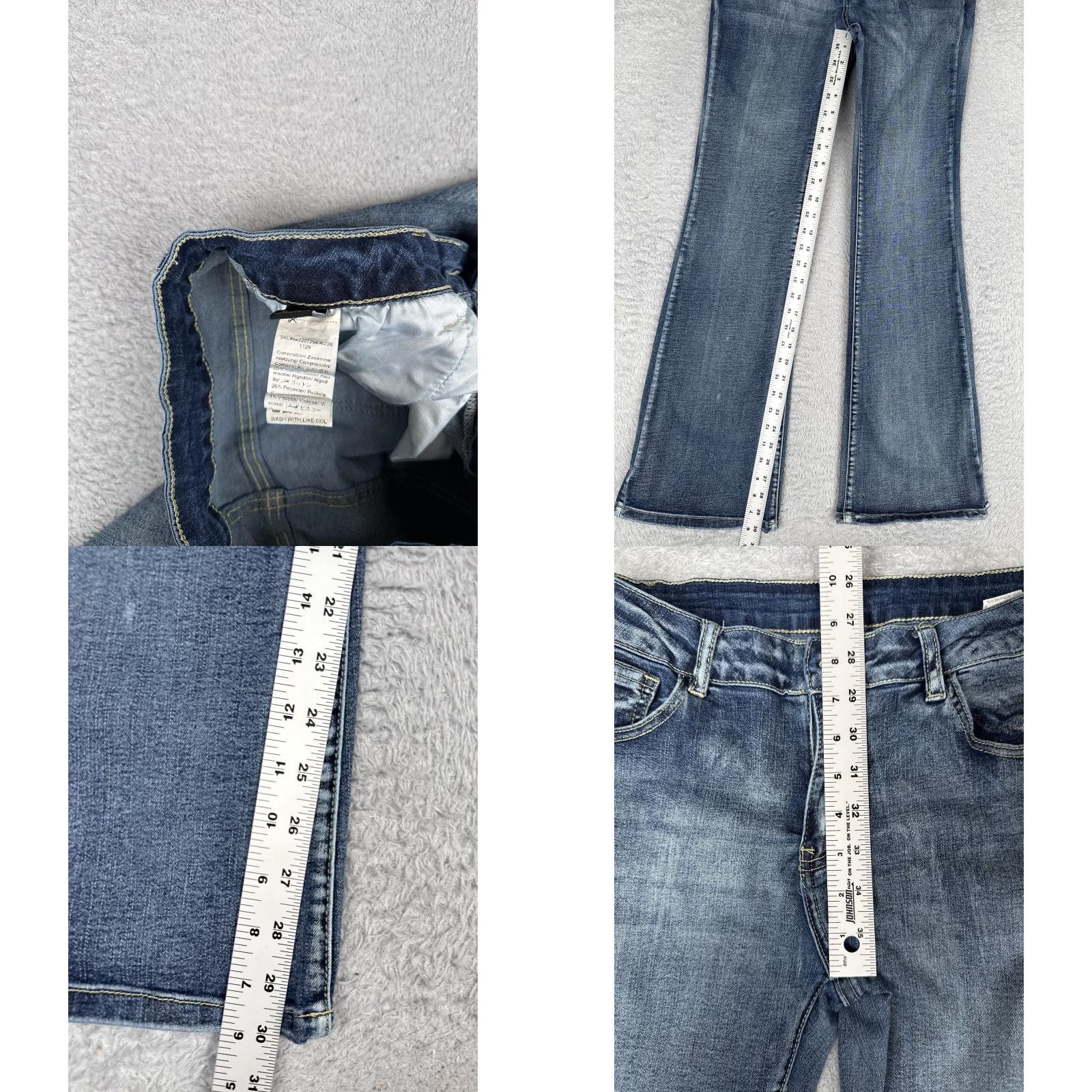 Shein SheIn Flare Jeans Womens 6 Blue Med Wash Mid Rise Regular Fit Denim 26x30 Jeans Size 28" / US 6 / IT 42 - 8 Thumbnail