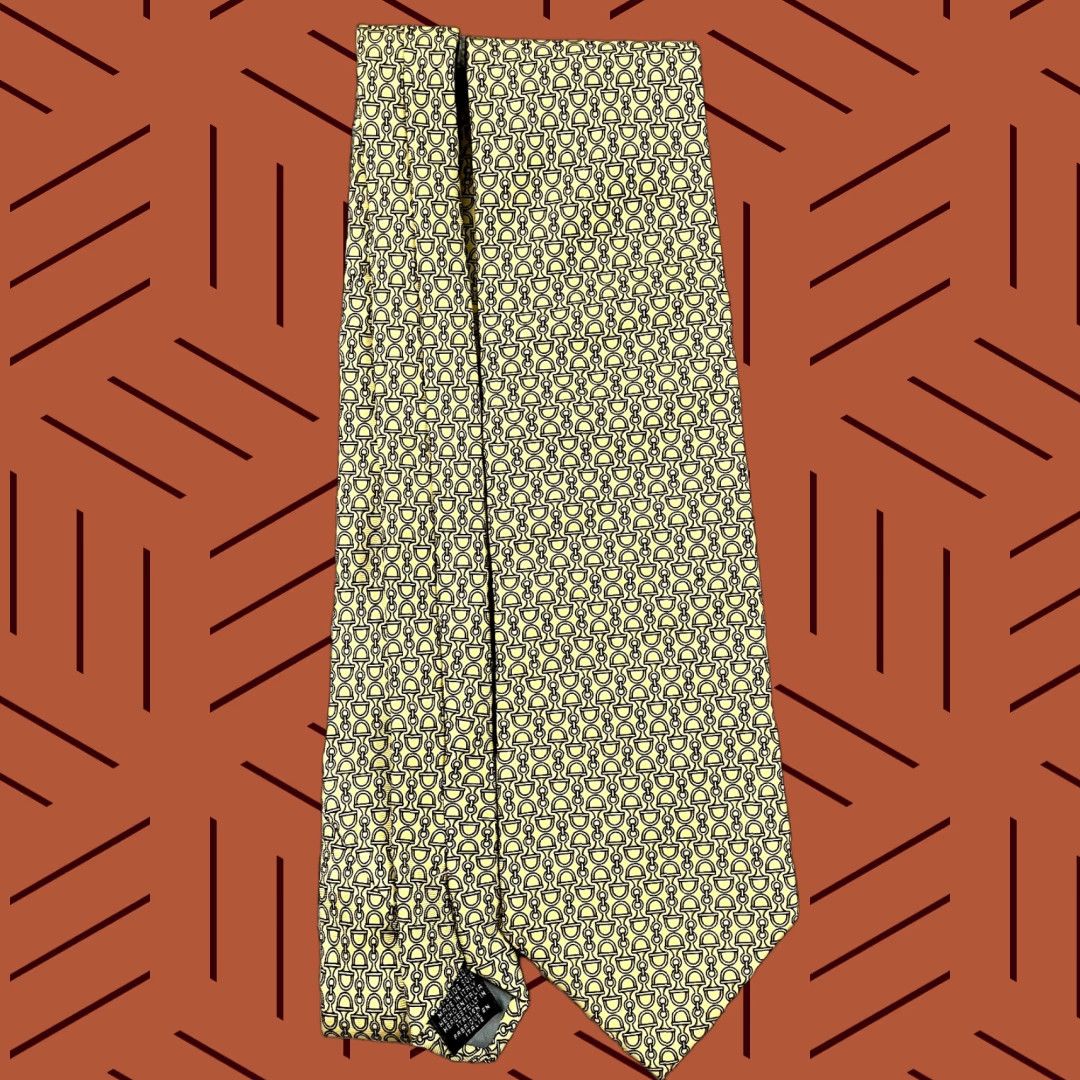 Vintage VINTAGE Beaufort Men’s Tie Equestrian Horse Bits Silk Italy Classic 57-60 Inches Yellow Size ONE SIZE - 1 Thumbnail