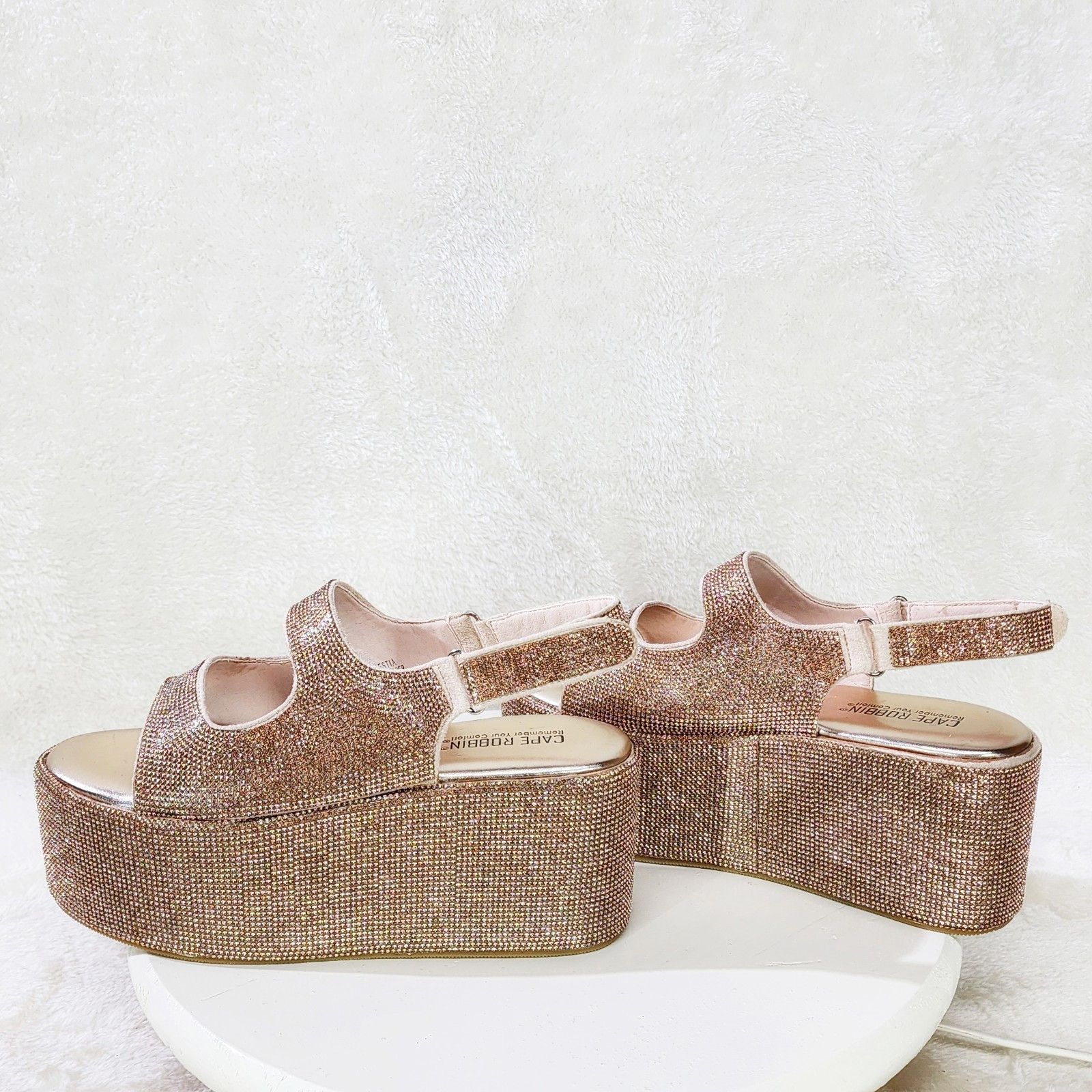 Other Oh Yeah Rose Gold 3" Platform Sparkling Rhinestone Flatform Size US 6 / IT 36 - 3 Thumbnail