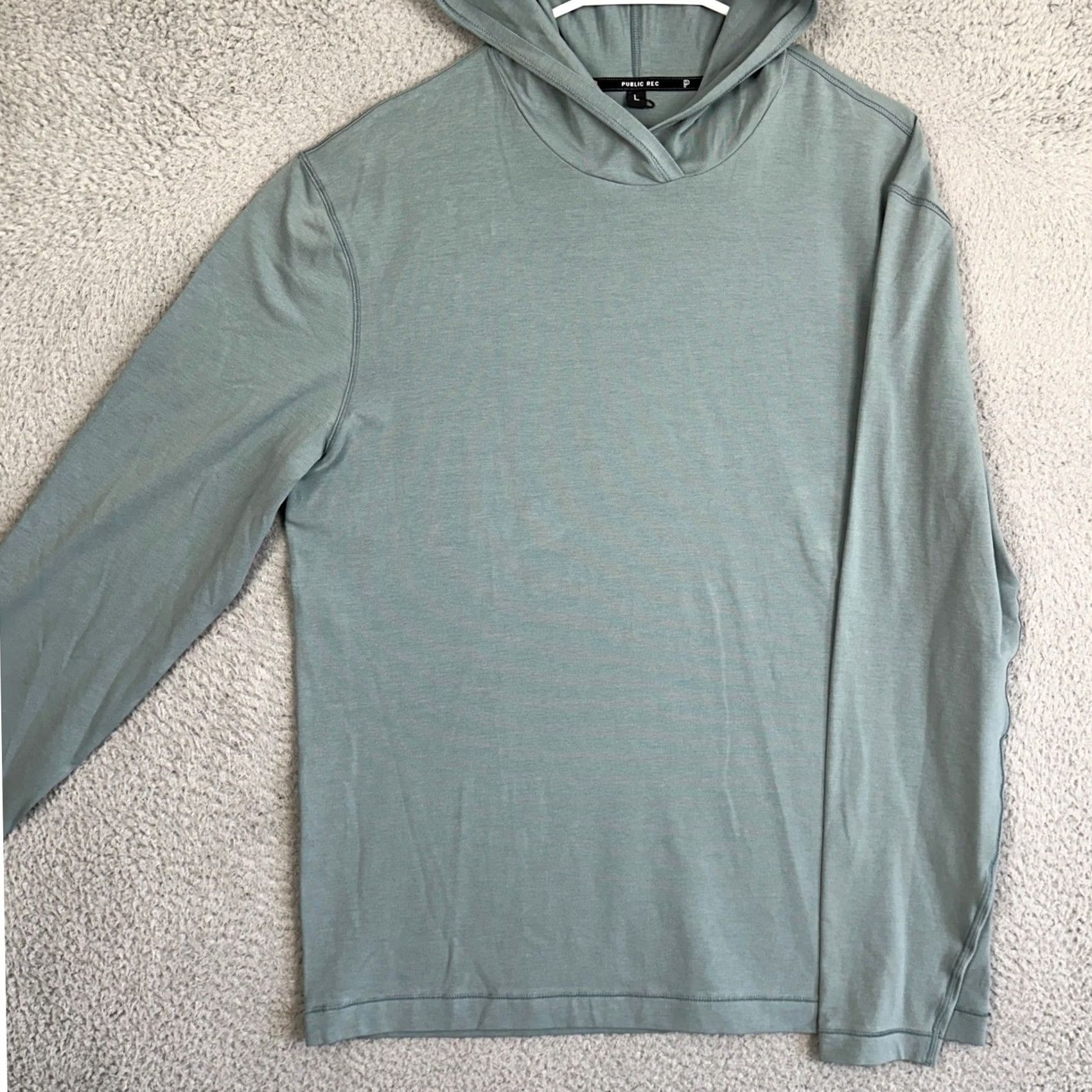 Vintage Public Rec Hoodie Mens L Blue Sweatshirt Lightweight Pima Cotton Blend Pullover Long Sleeve Breathable Casual Activewear Logo Size US L / EU 52-54 / 3 - 2 Thumbnail
