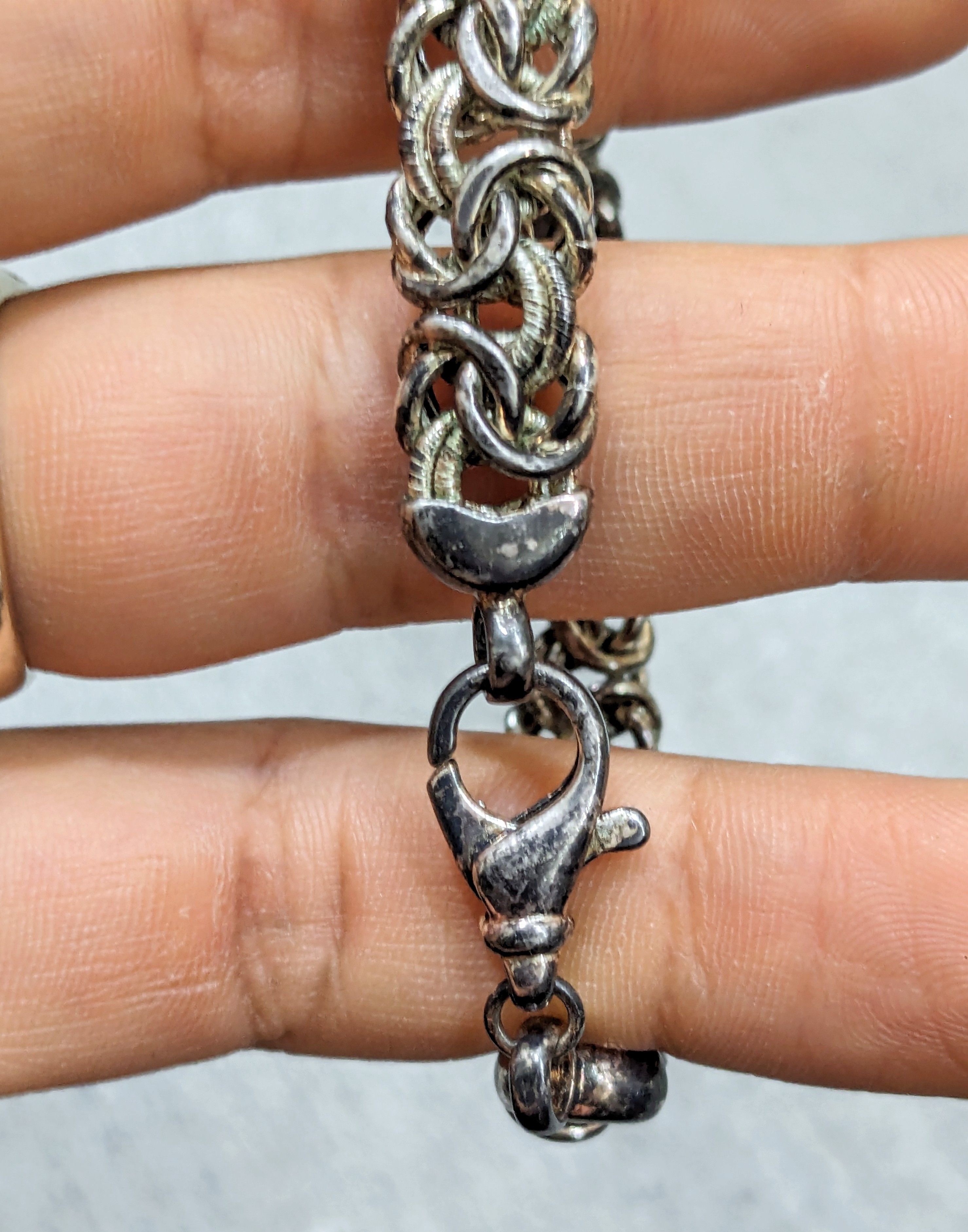 Other Vintage Sterling Silver Bracelet Byzantine 7" Link 90s Italy Size ONE SIZE - 10 Thumbnail