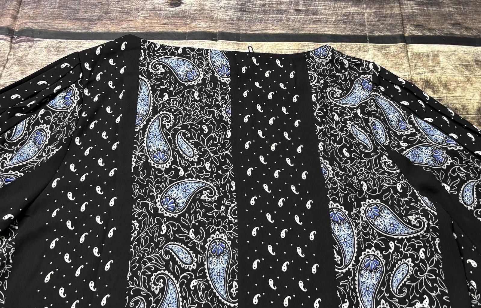 Elie Tahari Tahari Top Womens Large Paisley Colorblock Flutter $68 Size L / US 10 / IT 46 - 6 Thumbnail