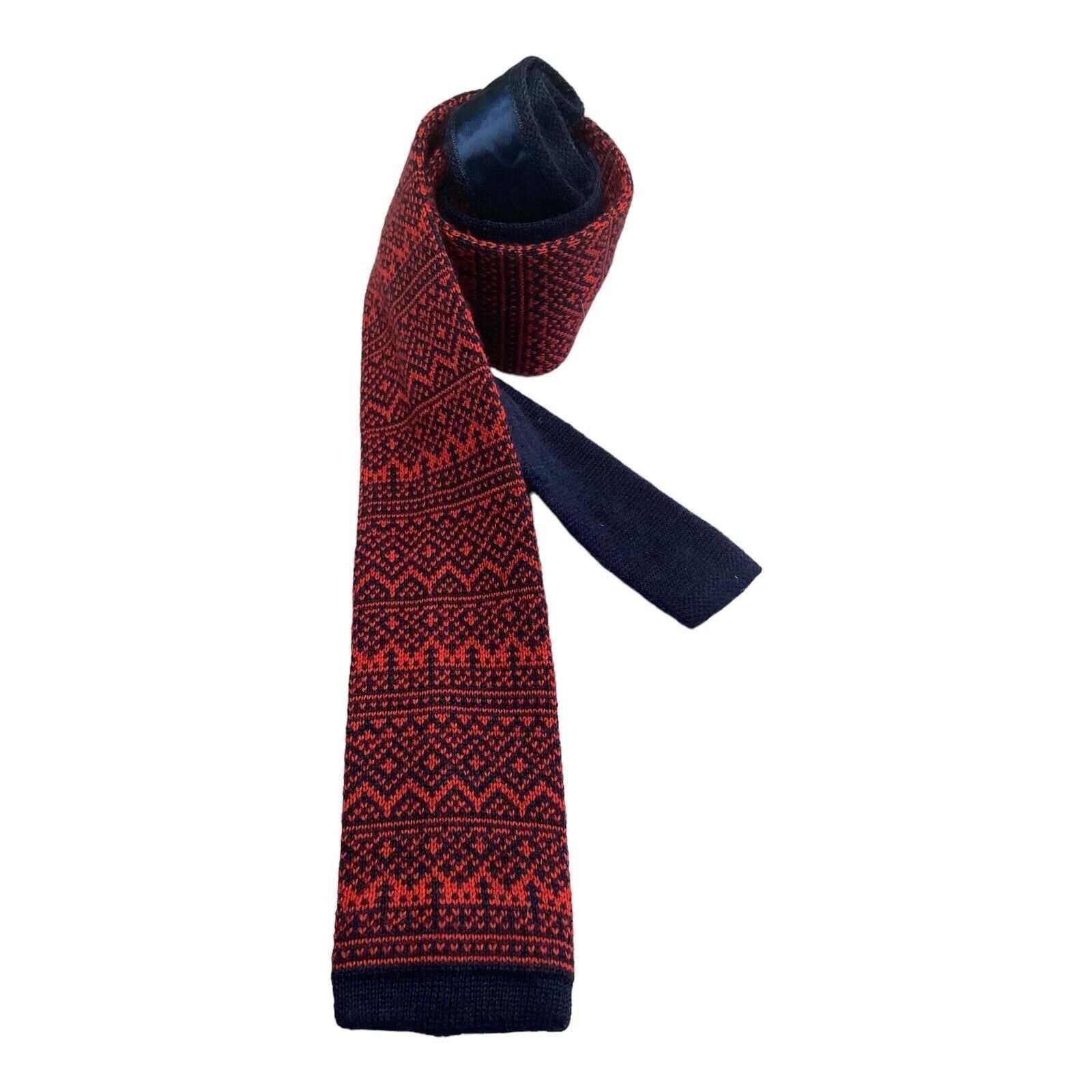 Tommy Hilfiger TOMMY HILFIGER Red Fair Isle Nordic Wool Blend Knit Tie Hand Size ONE SIZE - 1 Thumbnail