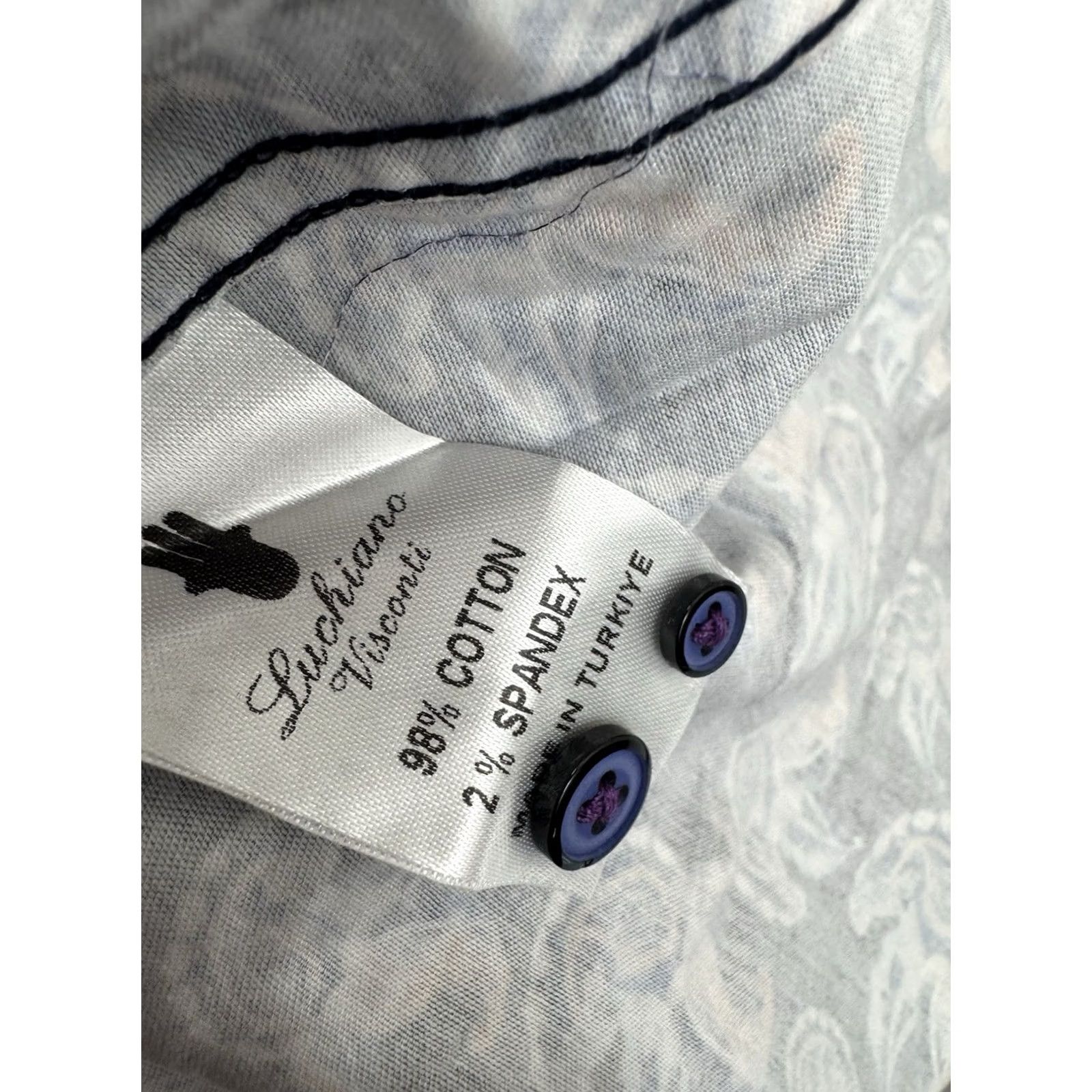 Luchiano Visconti Luchiano Visconti Shirt Paisley 3XL Button-Up Long Sleeve Blue Mens Safety Signature New with Tag MSRP: 89 Size US XXL / EU 58 / 5 - 5 Thumbnail