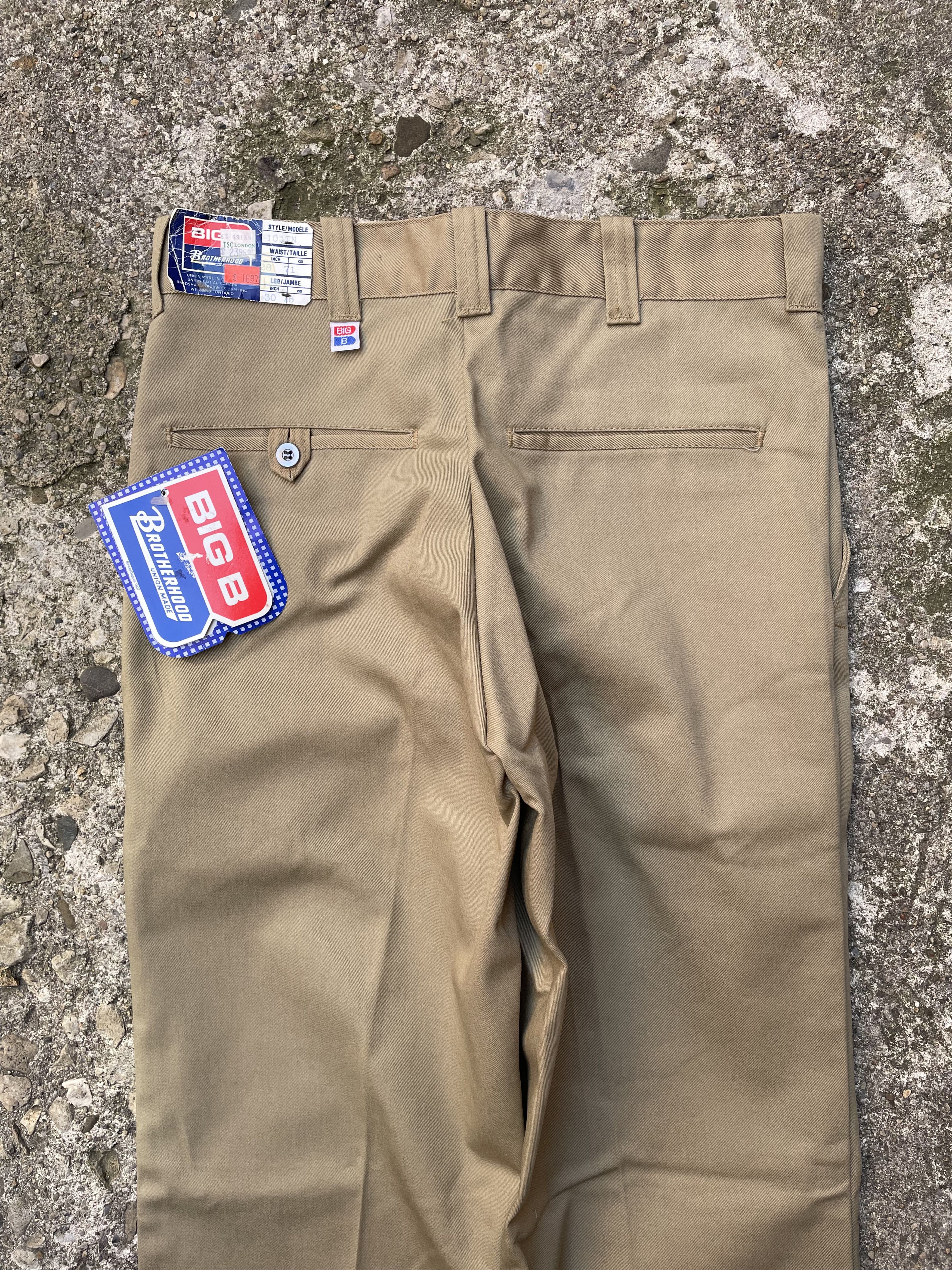 Vintage VTG 1980's Big B Brotherhood Khaki Work Pants DEADSTOCK Size US 29 - 4 Thumbnail