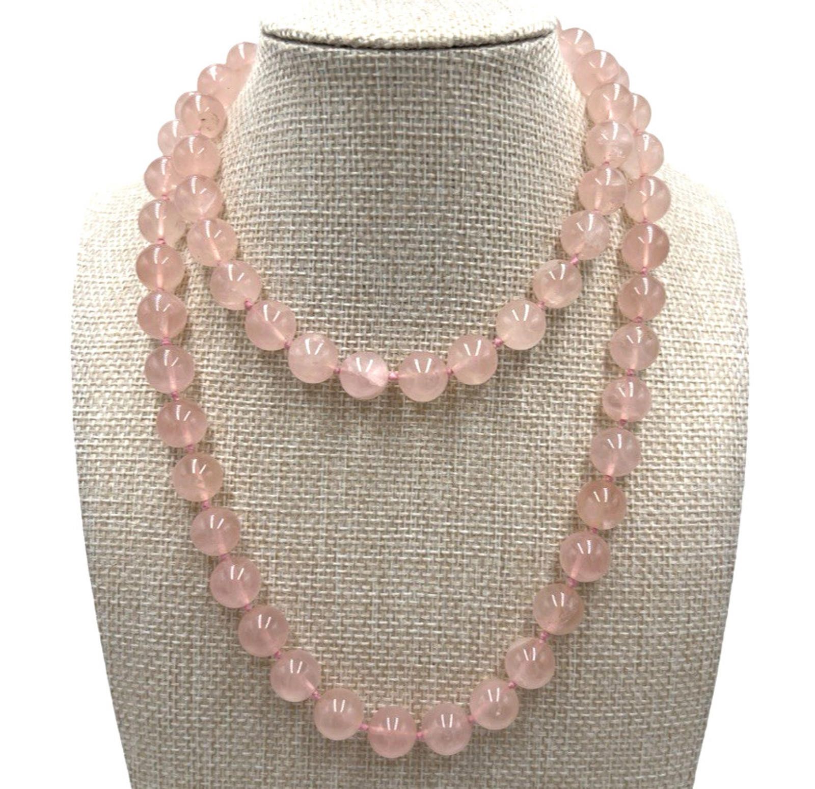 Other Chinese Export Rose Quartz Hand Knotted 10mm Beaded Necklace Size ONE SIZE - 2 Thumbnail