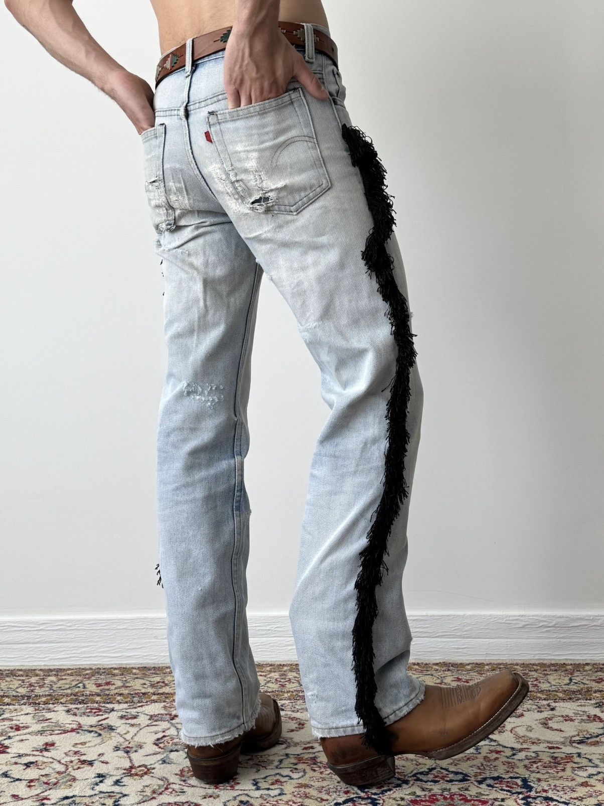 Levi's 1970s Vintage Levi’s 717 0617 USA Hippie Fringe Jeans Pants Size US 30 / EU 46 - 1 Thumbnail