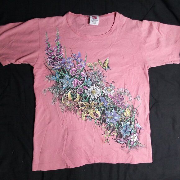 Other Vintage Stand Out Flowers Meadow Flowers Butterfly T-Shirt Size S / US 4 / IT 40 - 2 Thumbnail
