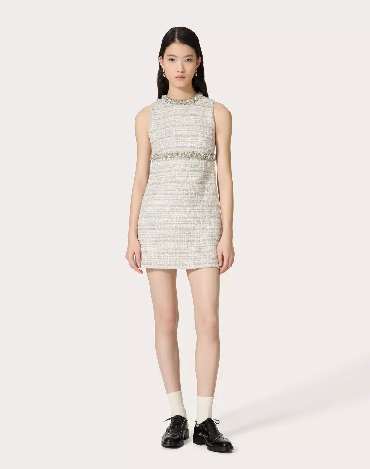 Valentino o1s1wg110426 Embroidered Delicate Tweed Short Dress Size XS / US 0-2 / IT 36-38 - 3 Thumbnail