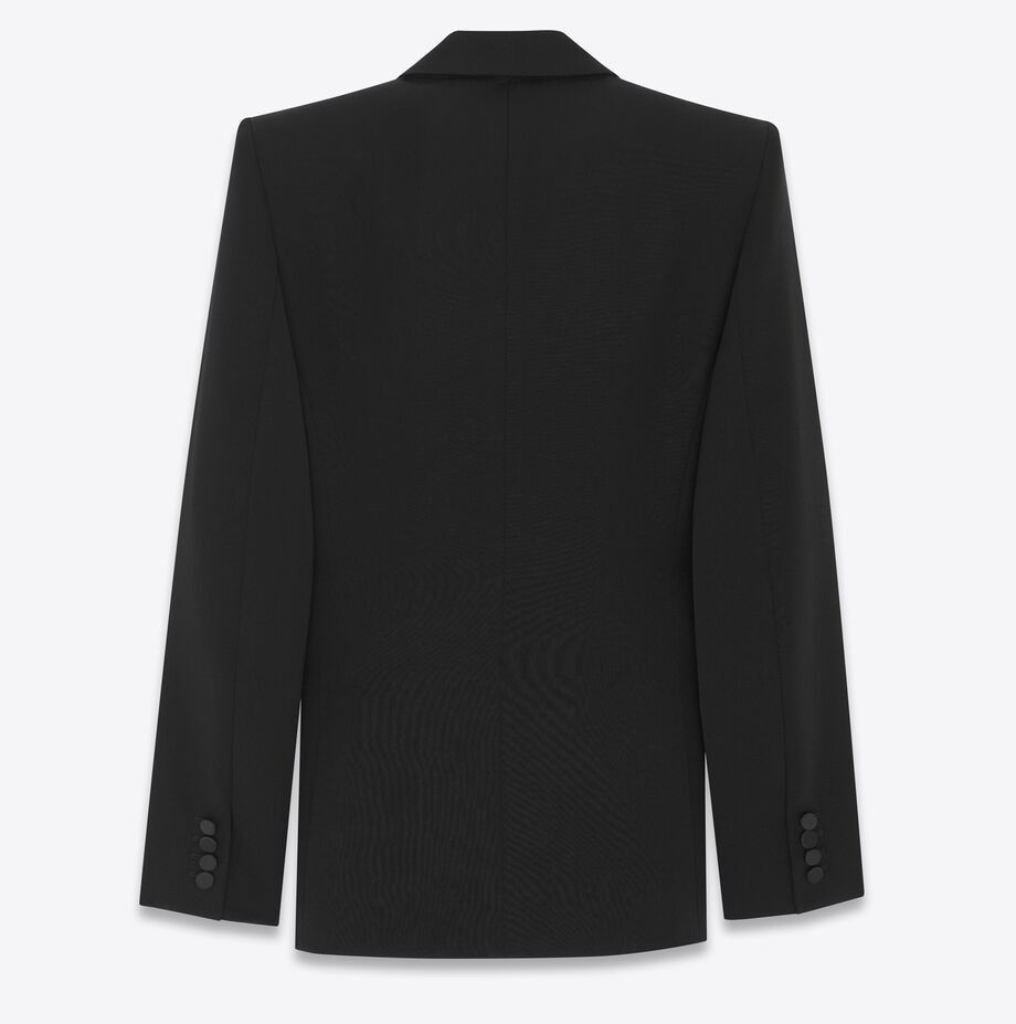 Saint Laurent Paris o1s1wg111224 Tuxedo Jacket In Grain De Poudre in Black Size US M / EU 48-50 / 2 - 2 Thumbnail