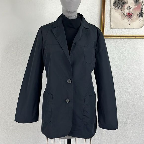 Jil Sander × Vintage Jil Sander Nylon Slicker 2 Button High Lapel Blazer Jacket Size M / US 6-8 / IT 42-44 - 2 Thumbnail