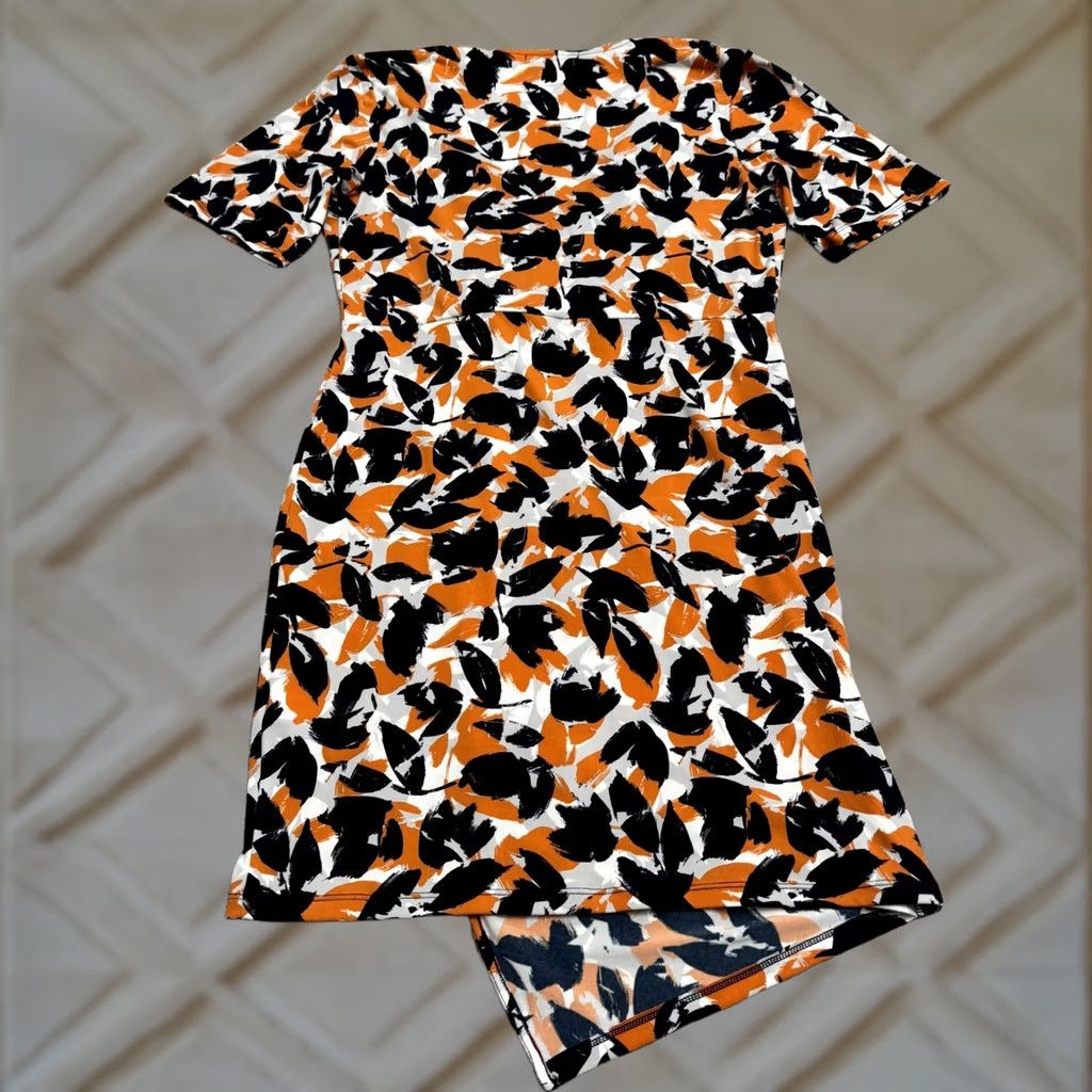 Banana Republic Banana Republic Factory Wrap Dress Womens Medium Orange Blue Floral V-Neck Knit Stretch Side Knot Asymmetric Size M / US 6-8 / IT 42-44 - 1 Thumbnail