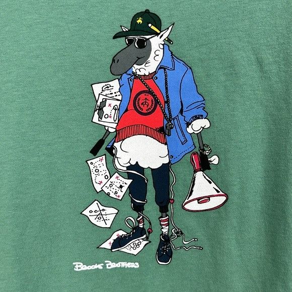 Brooks Brothers Brooks Brothers Henry Coach Logo Printed T Shirt Green Graph Size US L / EU 52-54 / 3 - 3 Thumbnail