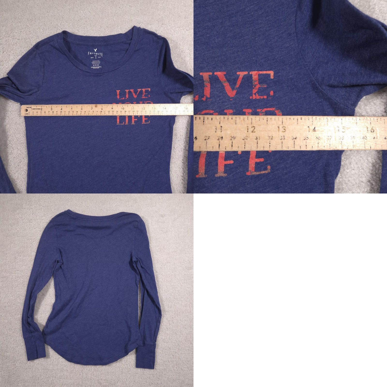 American Eagle Outfitters American Eagle Outfitters Shirt Womens Small Blue Live Your Life Long Sleeve Top Size S / US 4 / IT 40 - 8 Thumbnail